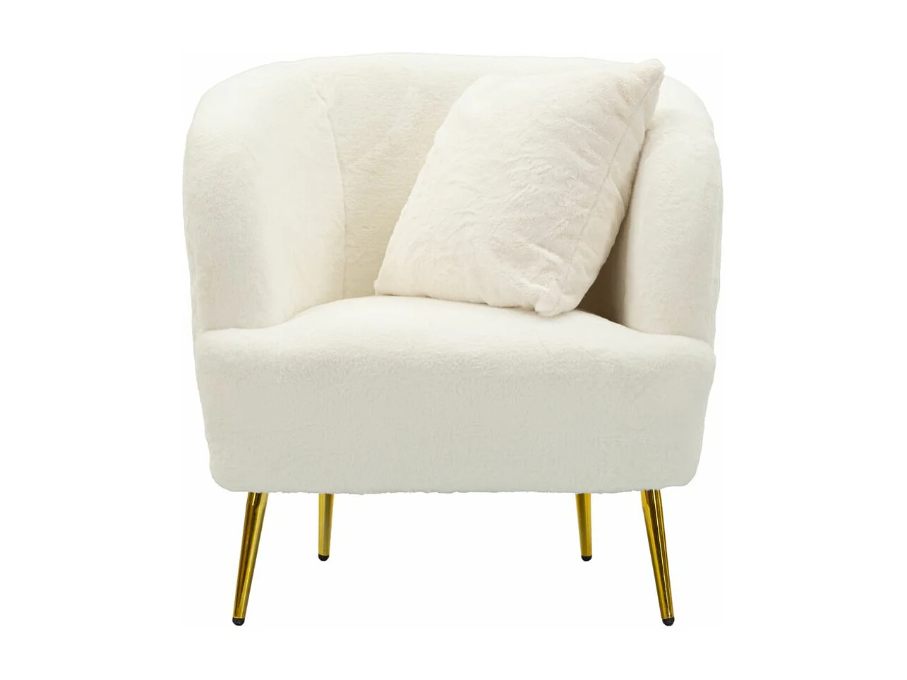 Fauteuil Imitation Fourrure "Soffy" 78cm Blanc & Or