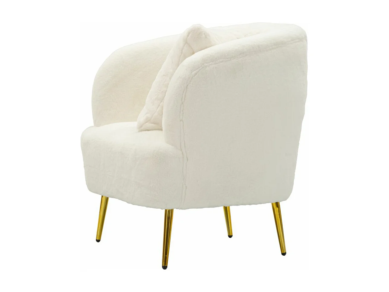 Fauteuil Imitation Fourrure "Soffy" 78cm Blanc & Or