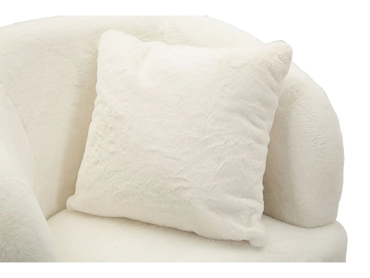 Fauteuil Imitation Fourrure "Soffy" 78cm Blanc & Or