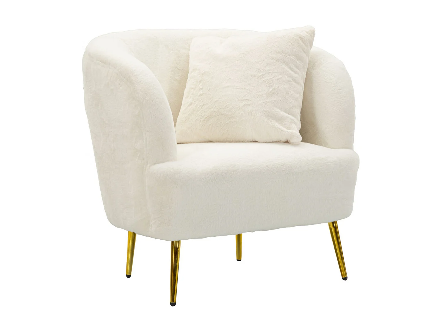 Fauteuil Imitation Fourrure "Soffy" 78cm Blanc & Or