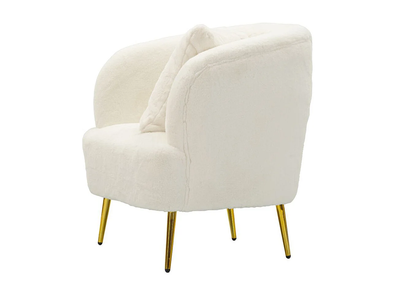 Fauteuil Imitation Fourrure "Soffy" 78cm Blanc & Or