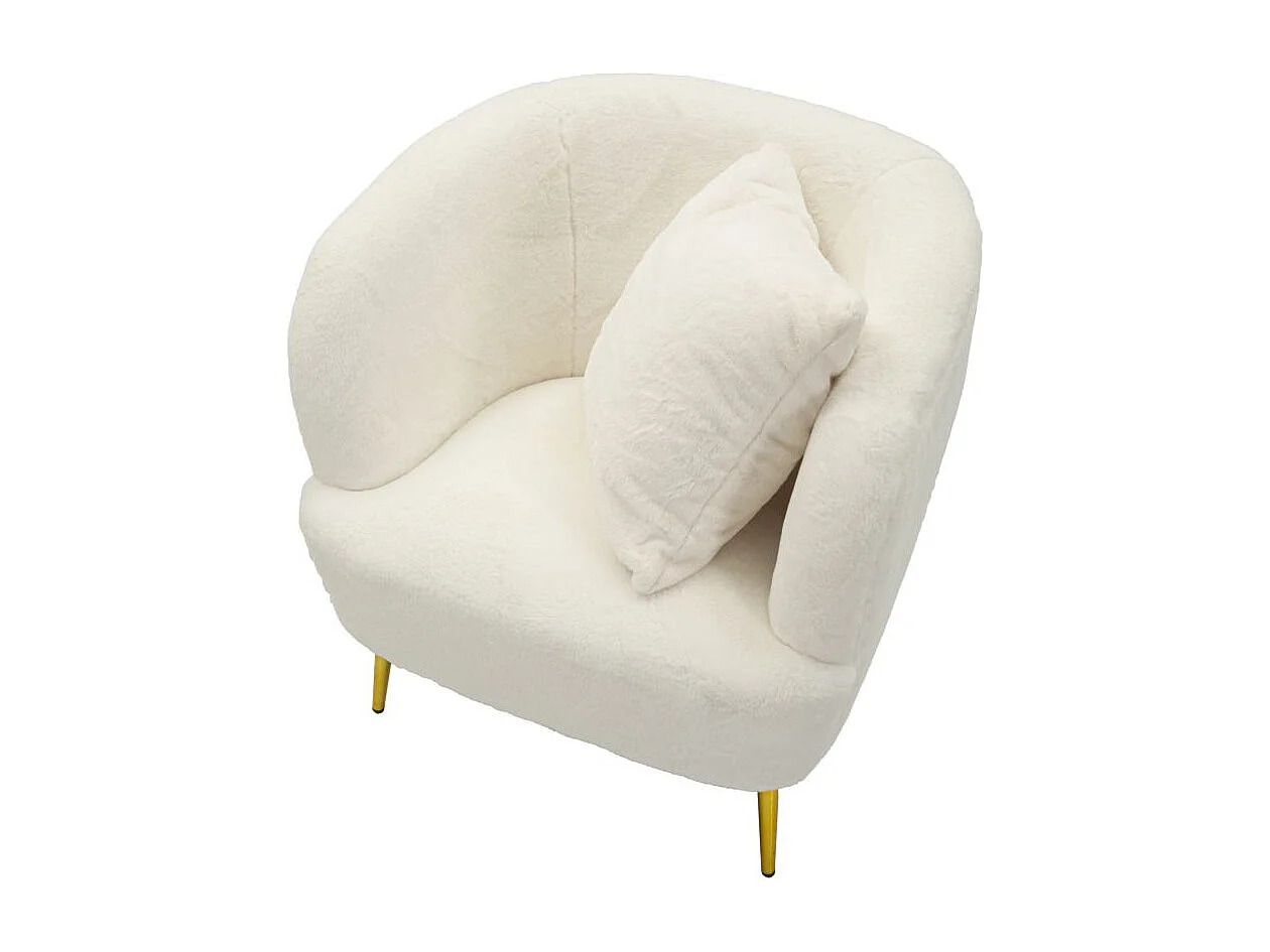 Fauteuil Imitation Fourrure "Soffy" 78cm Blanc & Or