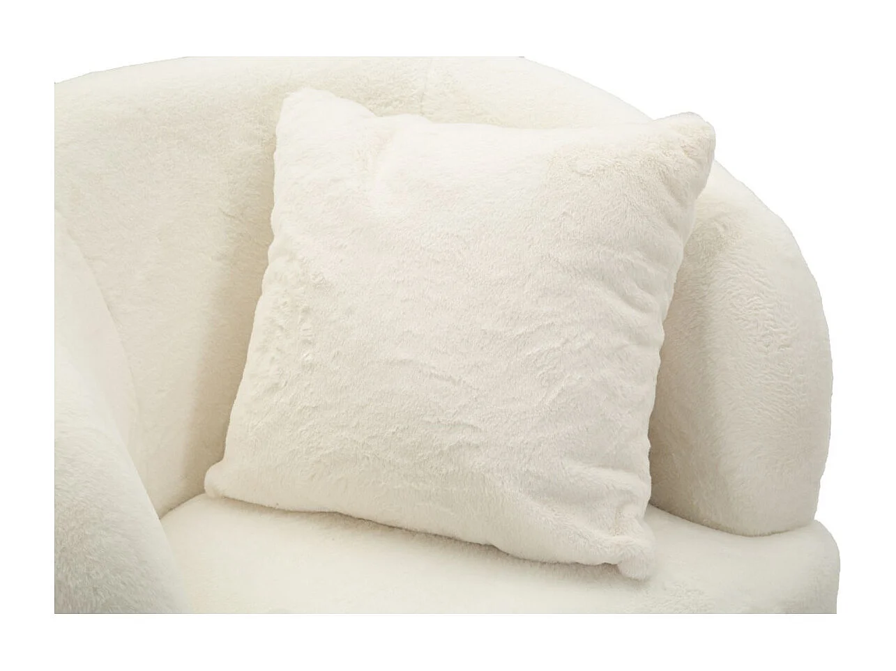 Fauteuil Imitation Fourrure "Soffy" 78cm Blanc & Or