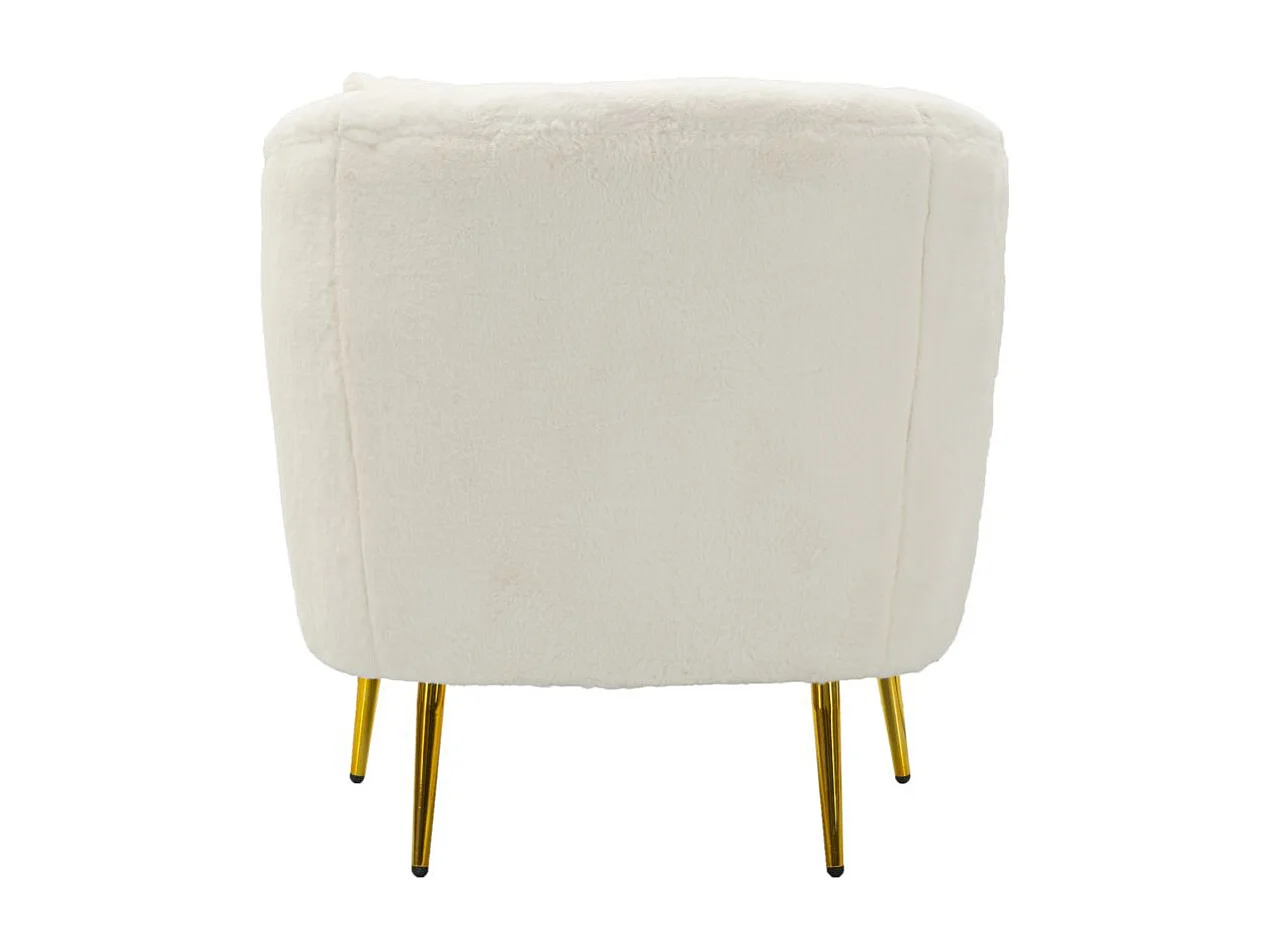 Fauteuil Imitation Fourrure "Soffy" 78cm Blanc & Or