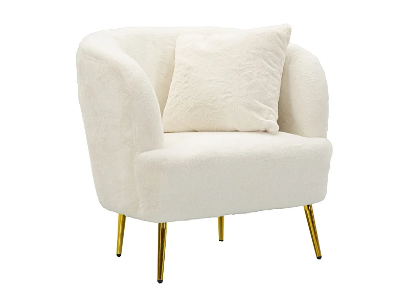 Fauteuil Imitation Fourrure "Soffy" 78cm Blanc & Or