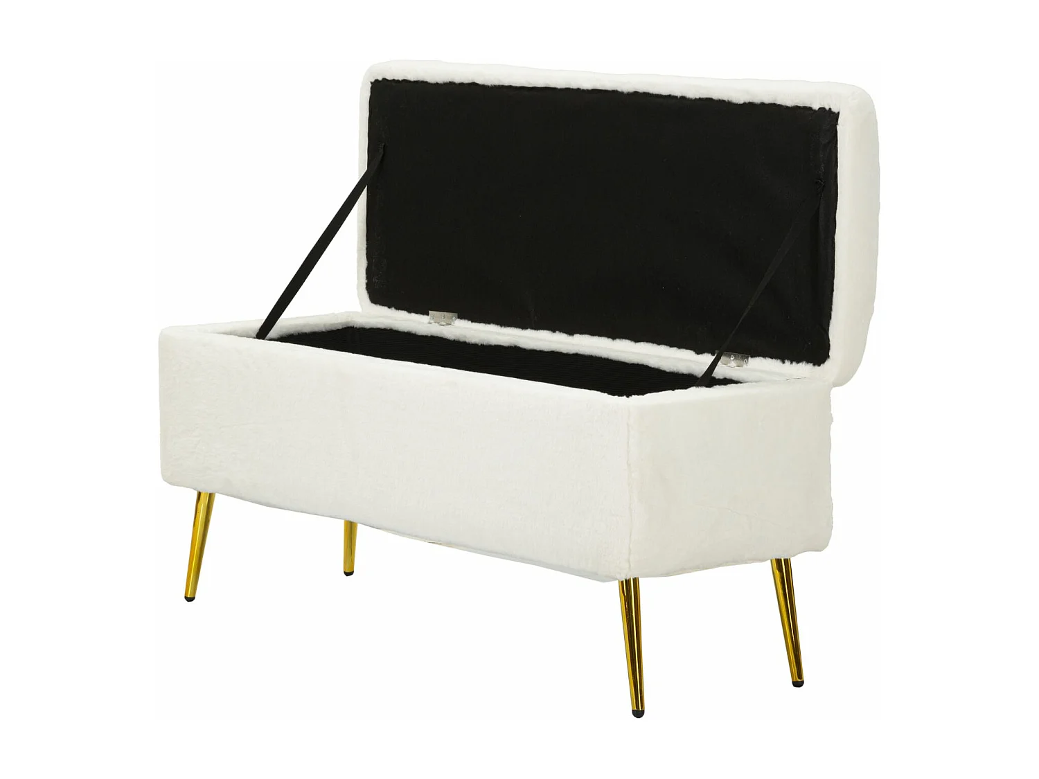 Banc Avec Rangement Imitation Fourrure "Soffy" 112cm Blanc