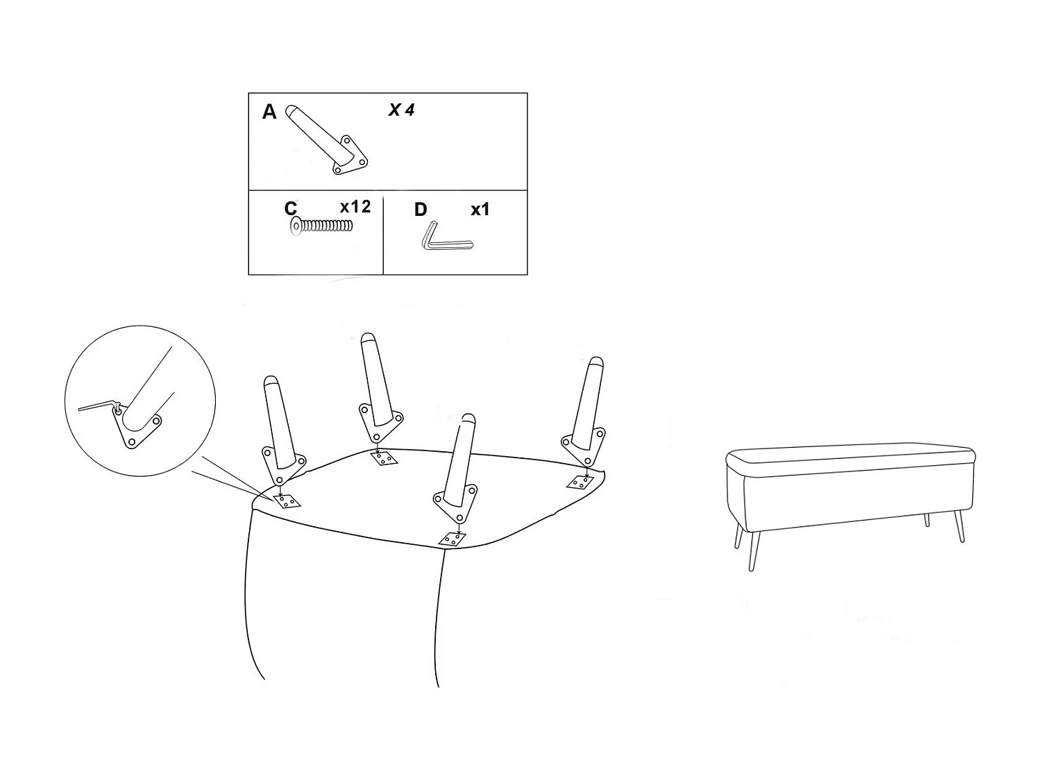 Banc Avec Rangement Imitation Fourrure "Soffy" 112cm Blanc