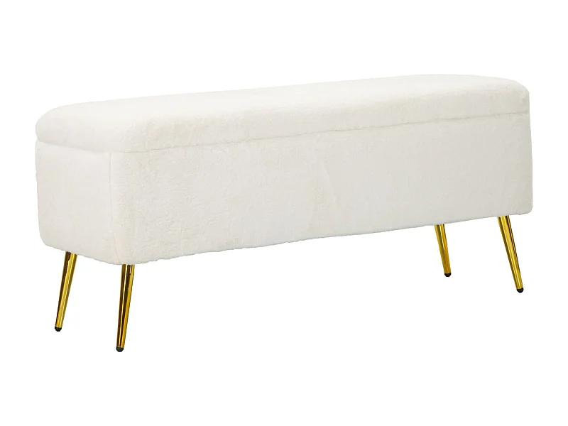 Banc Avec Rangement Imitation Fourrure "Soffy" 112cm Blanc