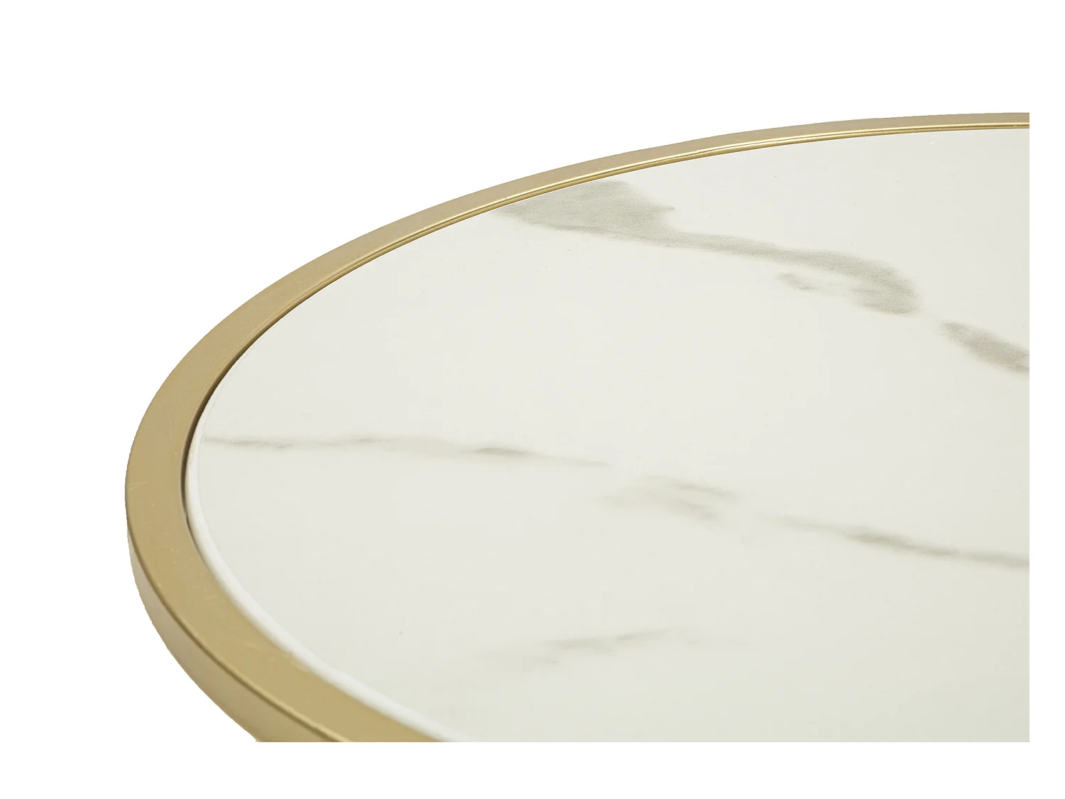 Comodino in metallo dorato e similpelle trapuntata crema cm Ø 43x48