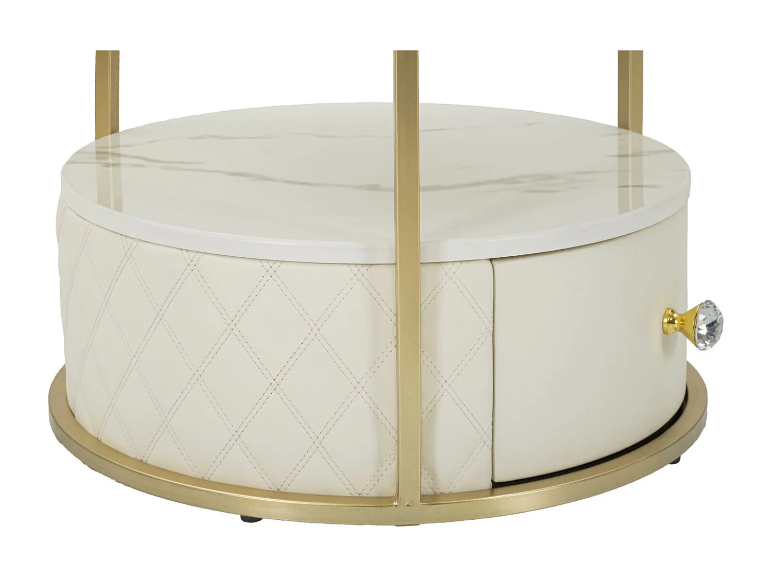 Table de Chevet Effet Marbre "Sharon" 48cm Blanc & Or