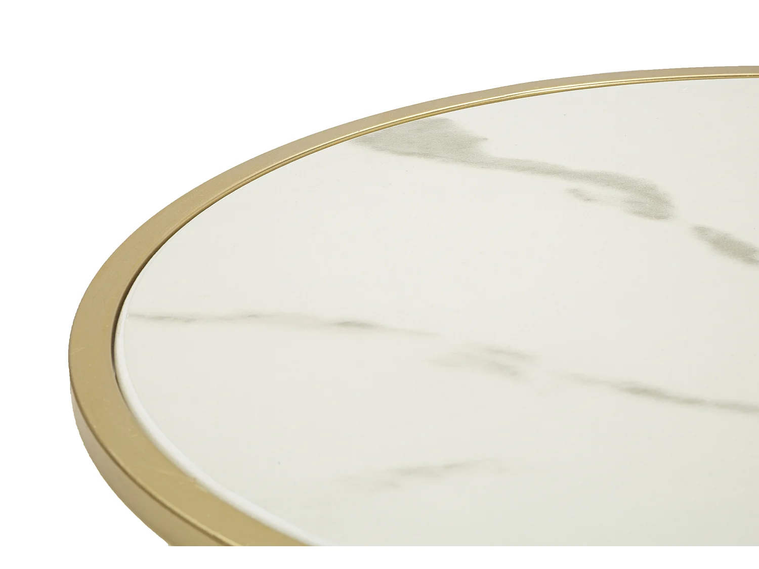 Table de Chevet Effet Marbre "Sharon" 48cm Blanc & Or