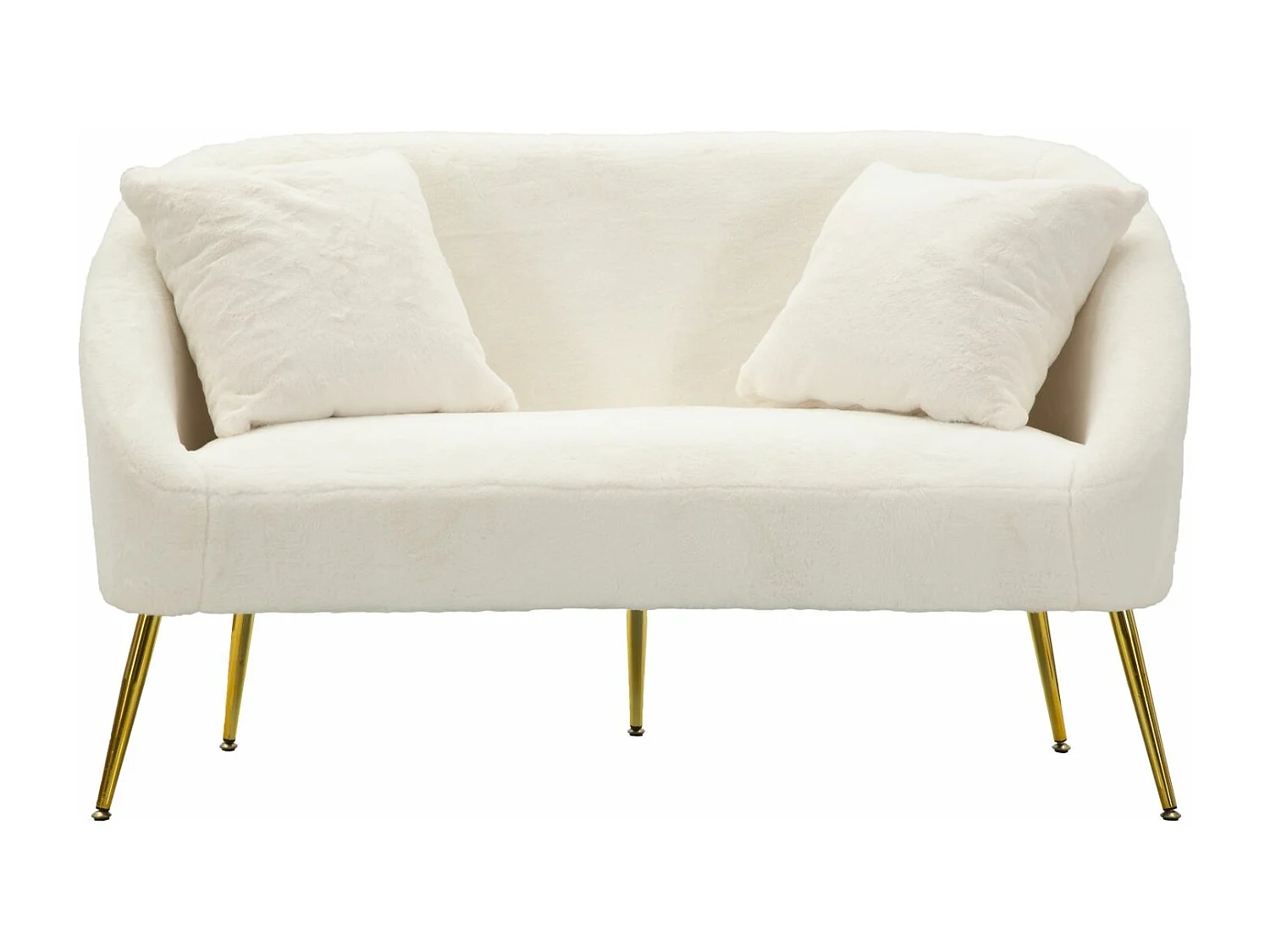 Divano 2 posti in metallo e tessuto bianco con cuscini cm 137x69x79.