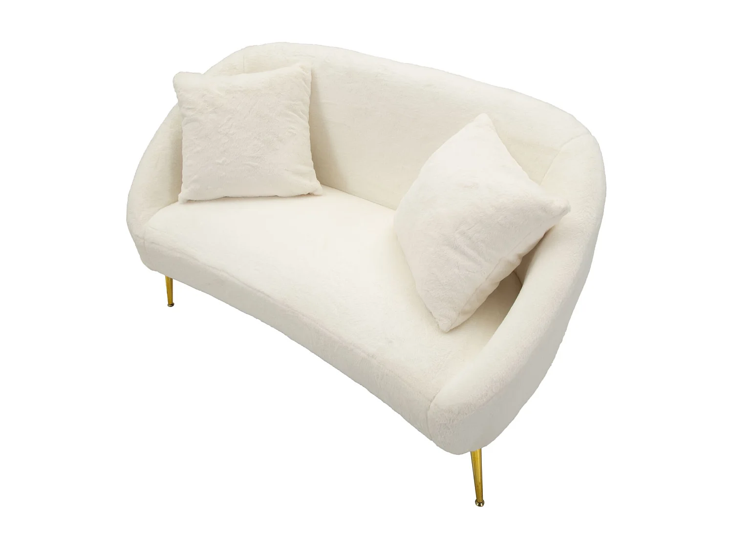 Divano 2 posti in metallo e tessuto bianco con cuscini cm 137x69x79.