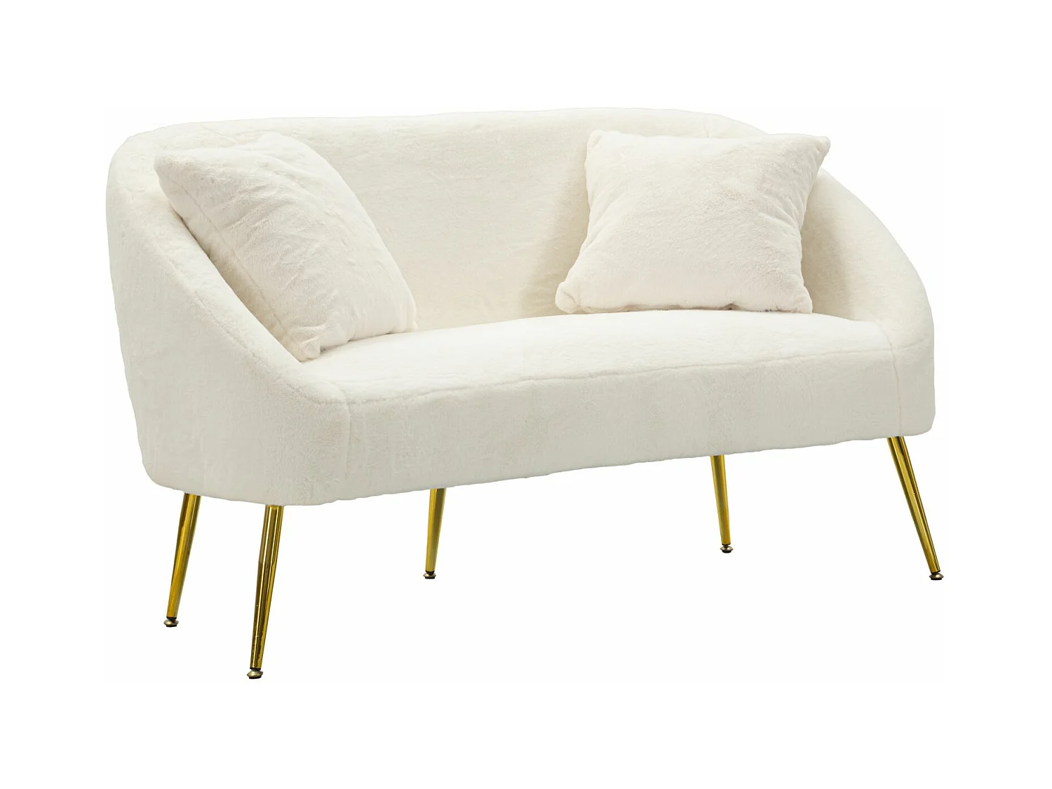 Canapé 2 places en métal et tissu blanc avec coussins cm 137x69x79.