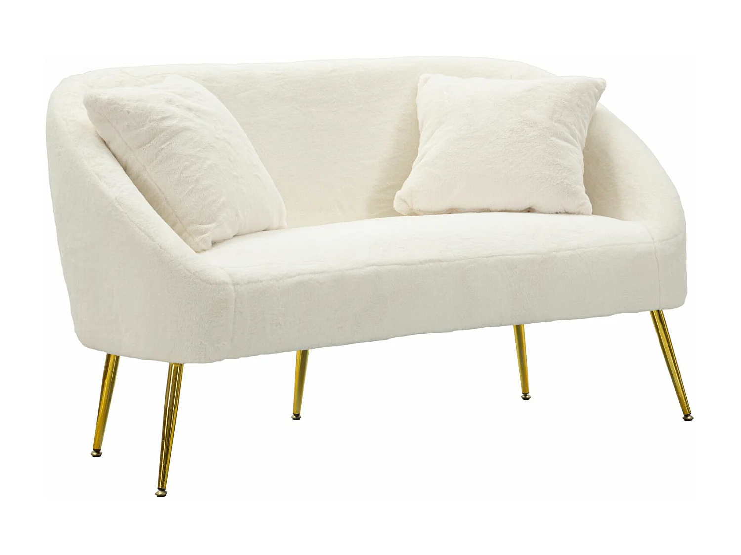 Canapé 2 Places Imitation Fourrure "Soffy" 137cm Blanc & Or