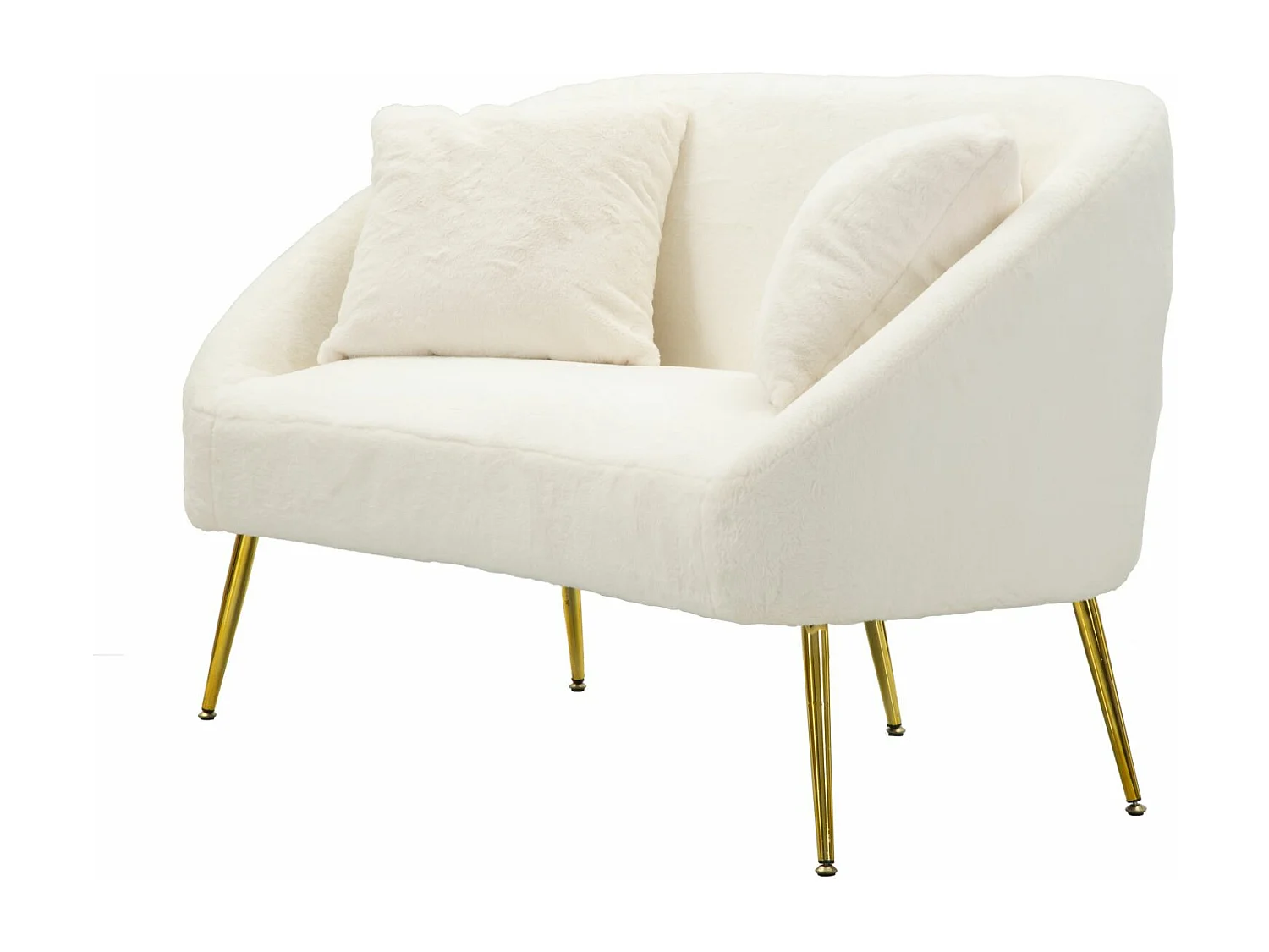 Canapé 2 Places Imitation Fourrure "Soffy" 137cm Blanc & Or