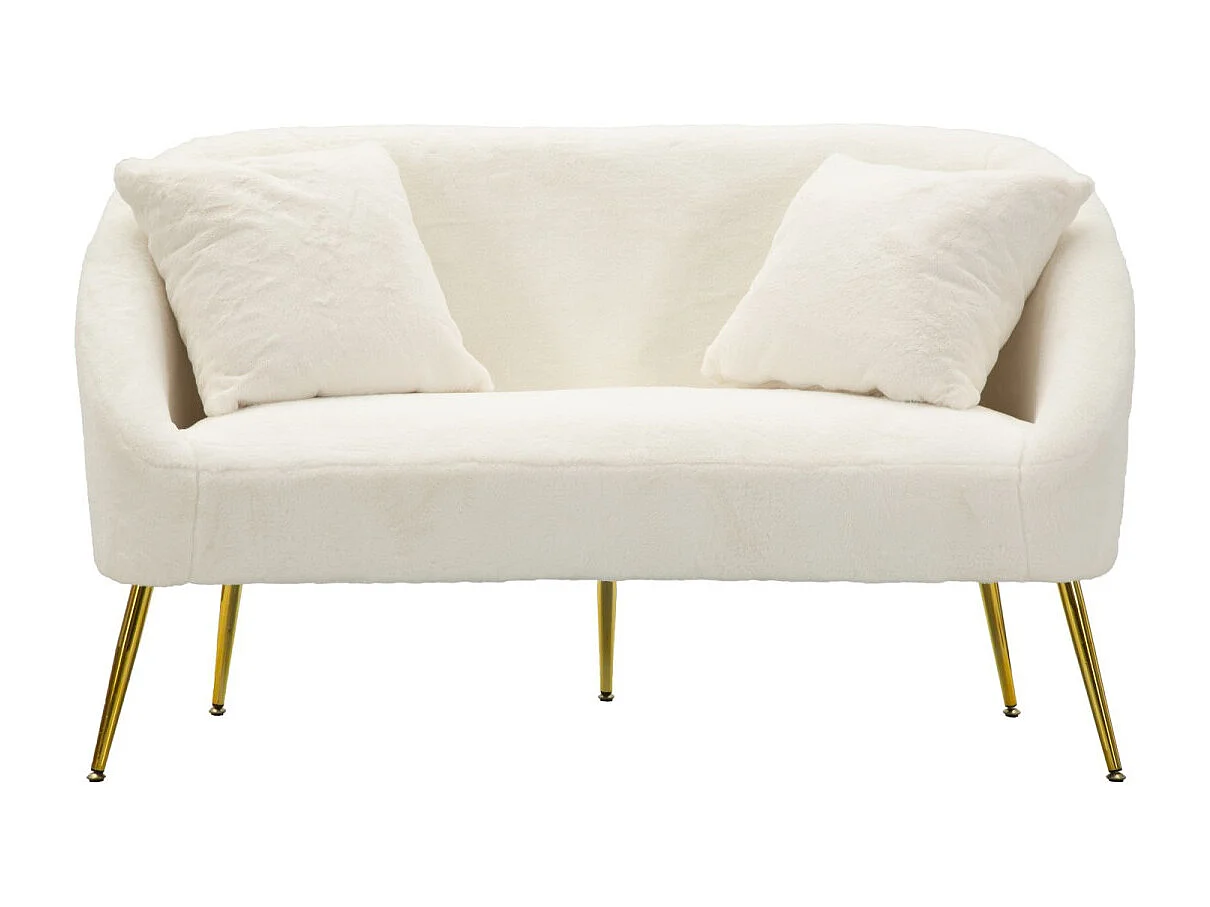 Canapé 2 Places Imitation Fourrure "Soffy" 137cm Blanc & Or