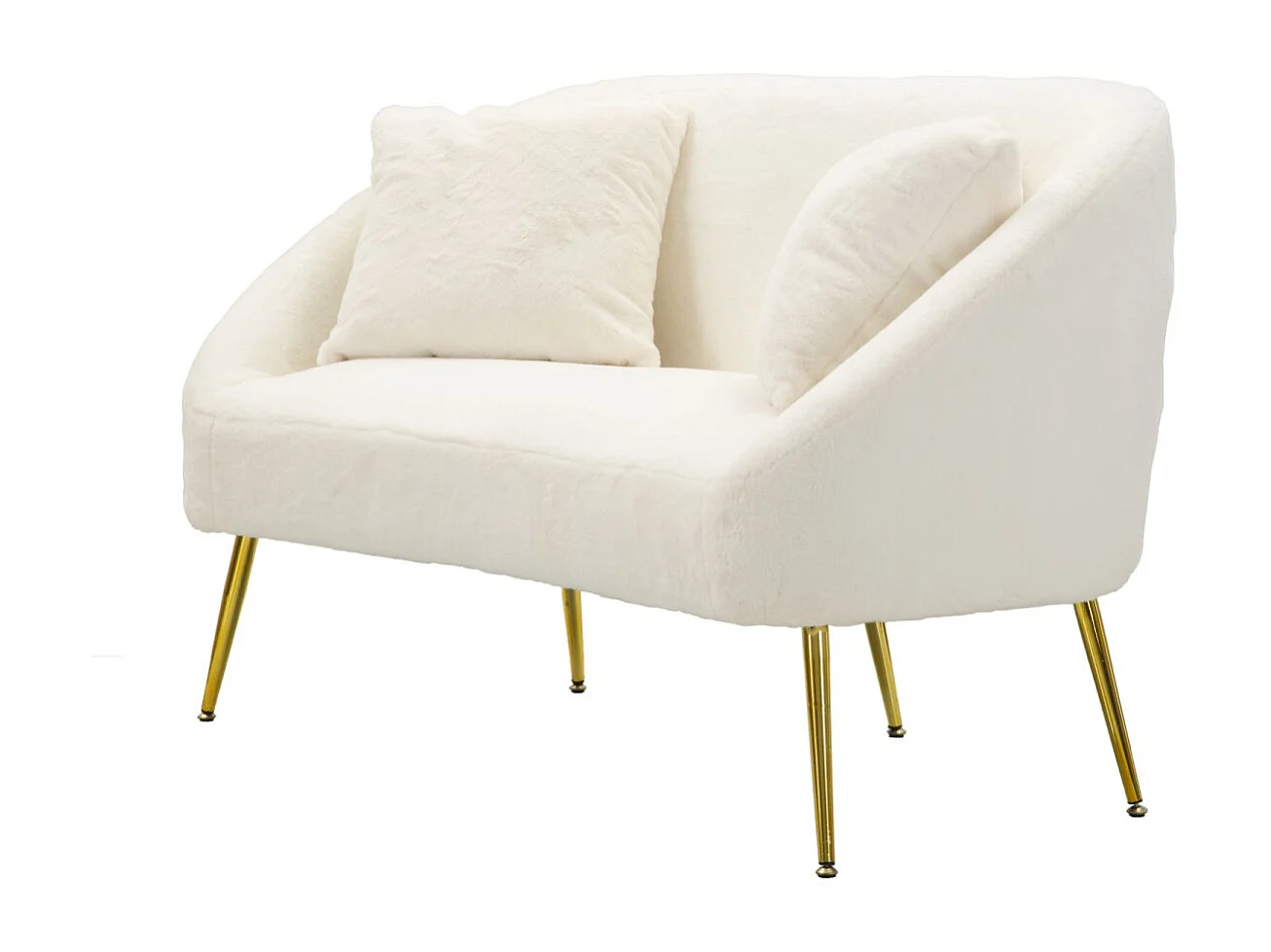 Canapé 2 Places Imitation Fourrure "Soffy" 137cm Blanc & Or