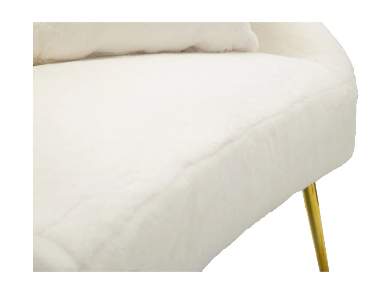Canapé 2 Places Imitation Fourrure "Soffy" 137cm Blanc & Or