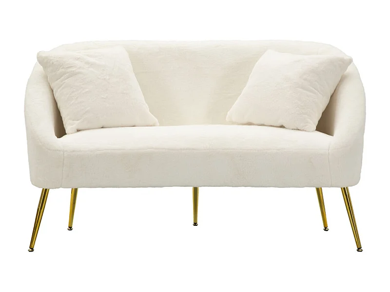 Canapé 2 Places Imitation Fourrure "Soffy" 137cm Blanc & Or
