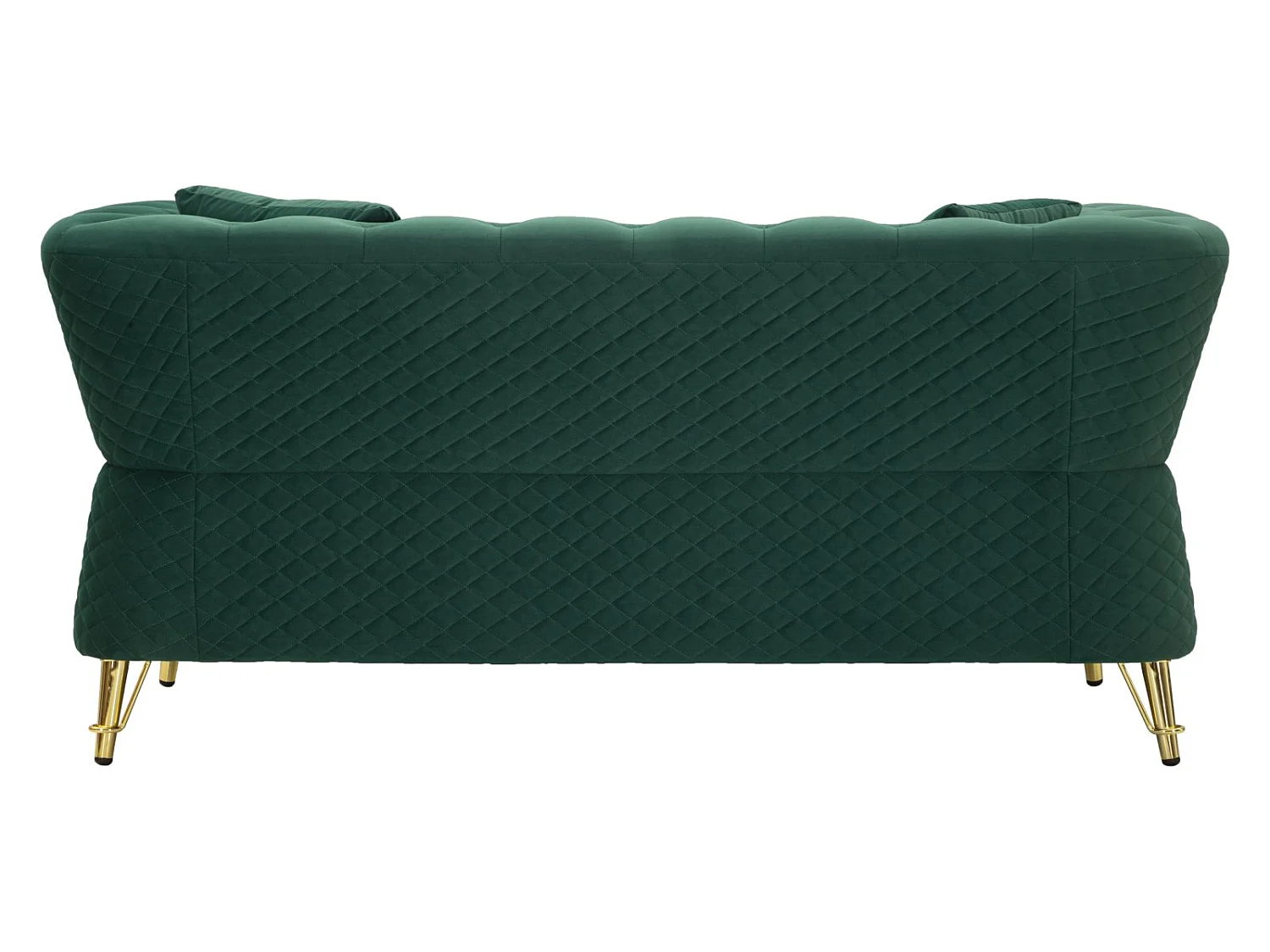 Sofa do wnętrza - zielony, złoty, drewno eukaliptusowe, glamour, 162 x 83 x 76 cm - Emy