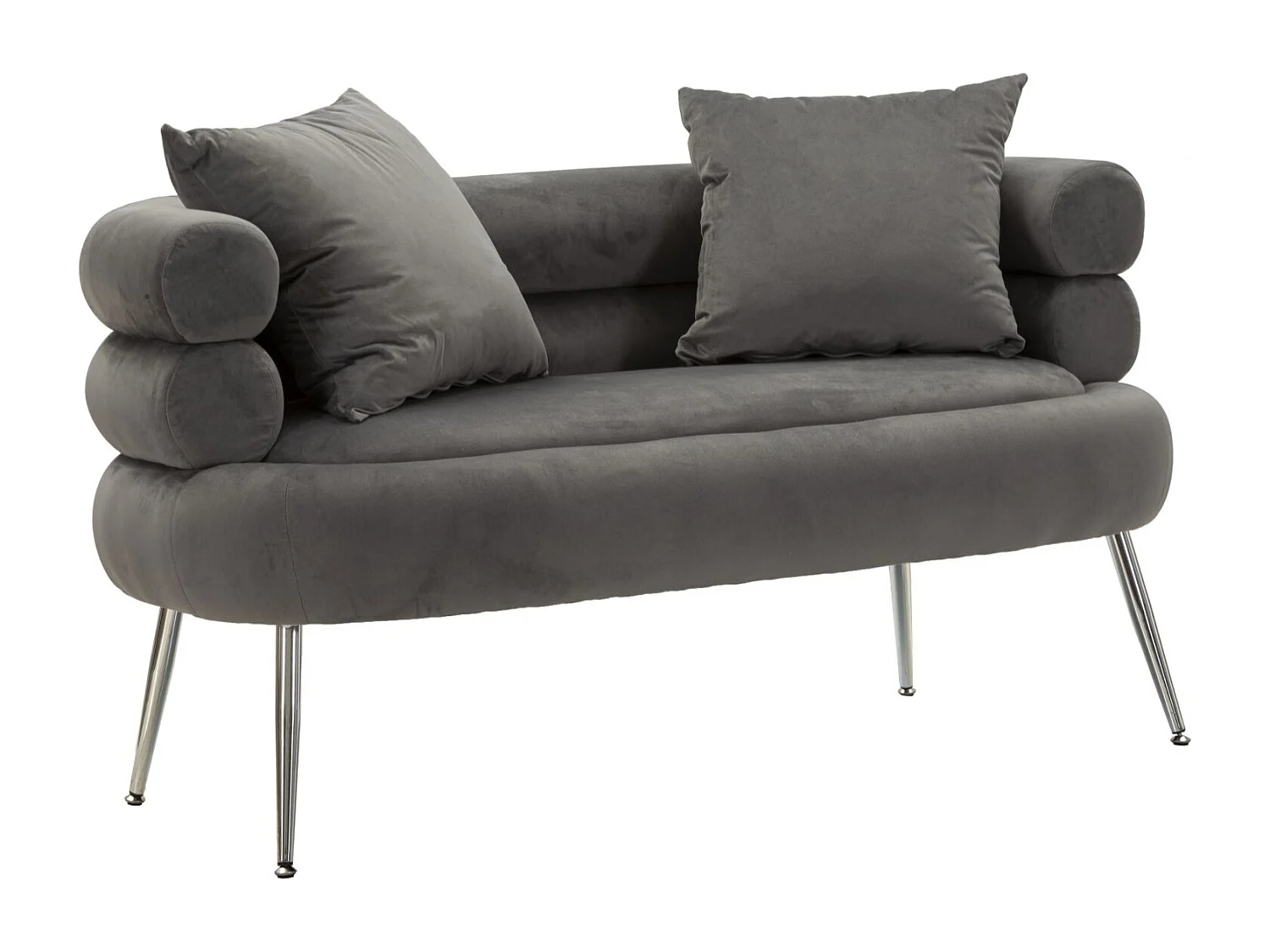 Divanetto 2 posti in metallo e velluto con cuscini cm 133x68x69