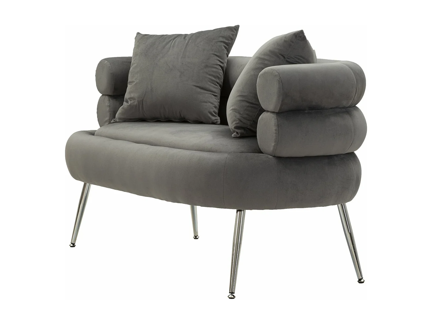 Divanetto 2 posti in metallo e velluto con cuscini cm 133x68x69