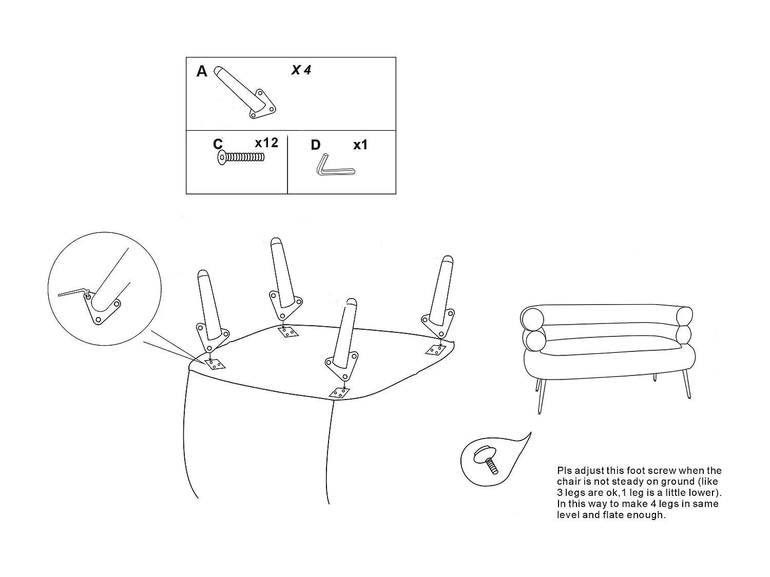 Divanetto 2 posti in metallo e velluto con cuscini cm 133x68x69