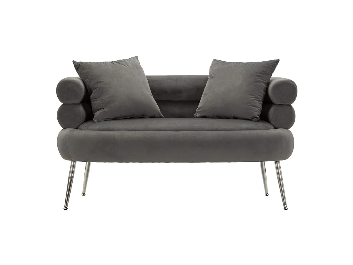 2-Sitzer-Sofa aus Metall und Samt mit Kissen 133x68x69 cm