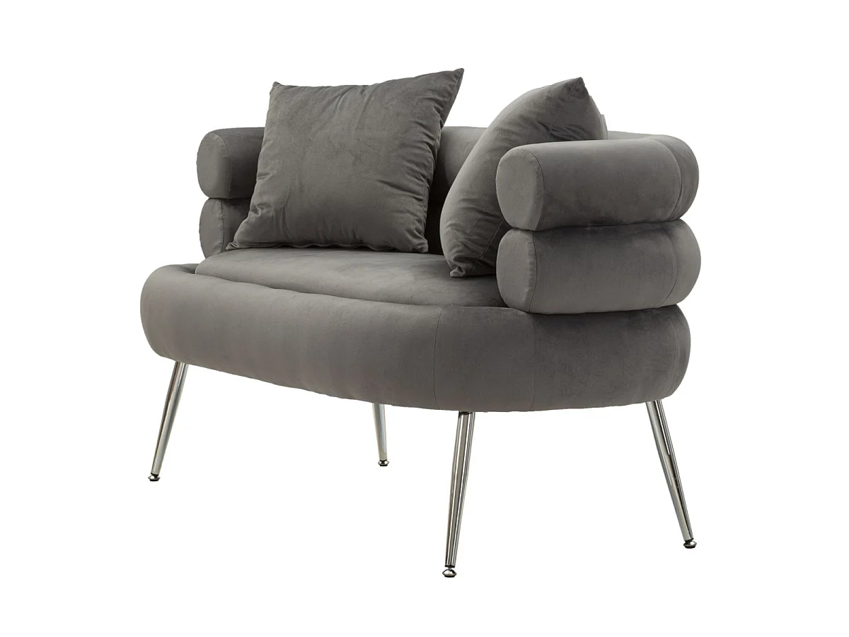 2-Sitzer-Sofa aus Metall und Samt mit Kissen 133x68x69 cm