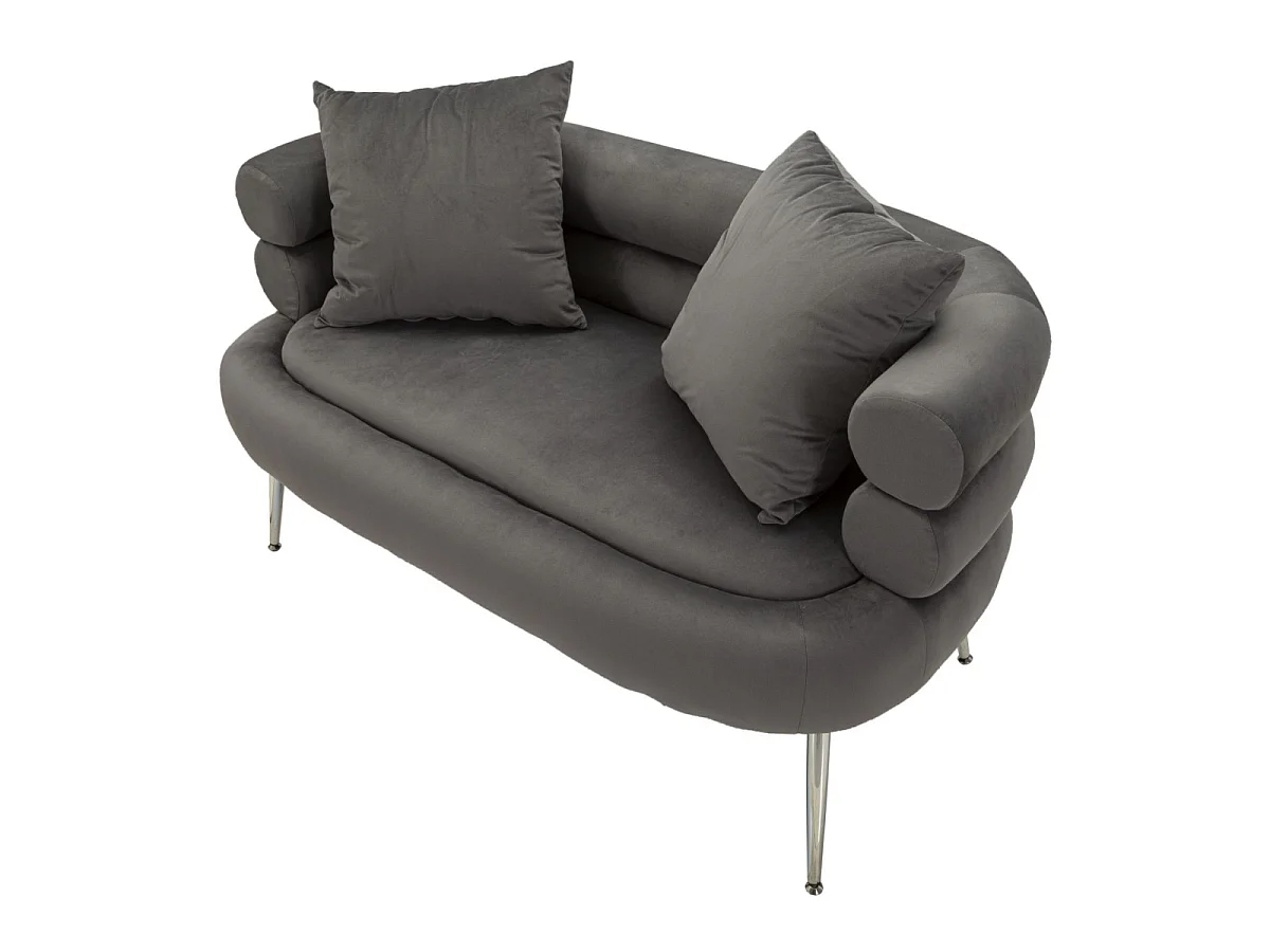 2-Sitzer-Sofa aus Metall und Samt mit Kissen 133x68x69 cm