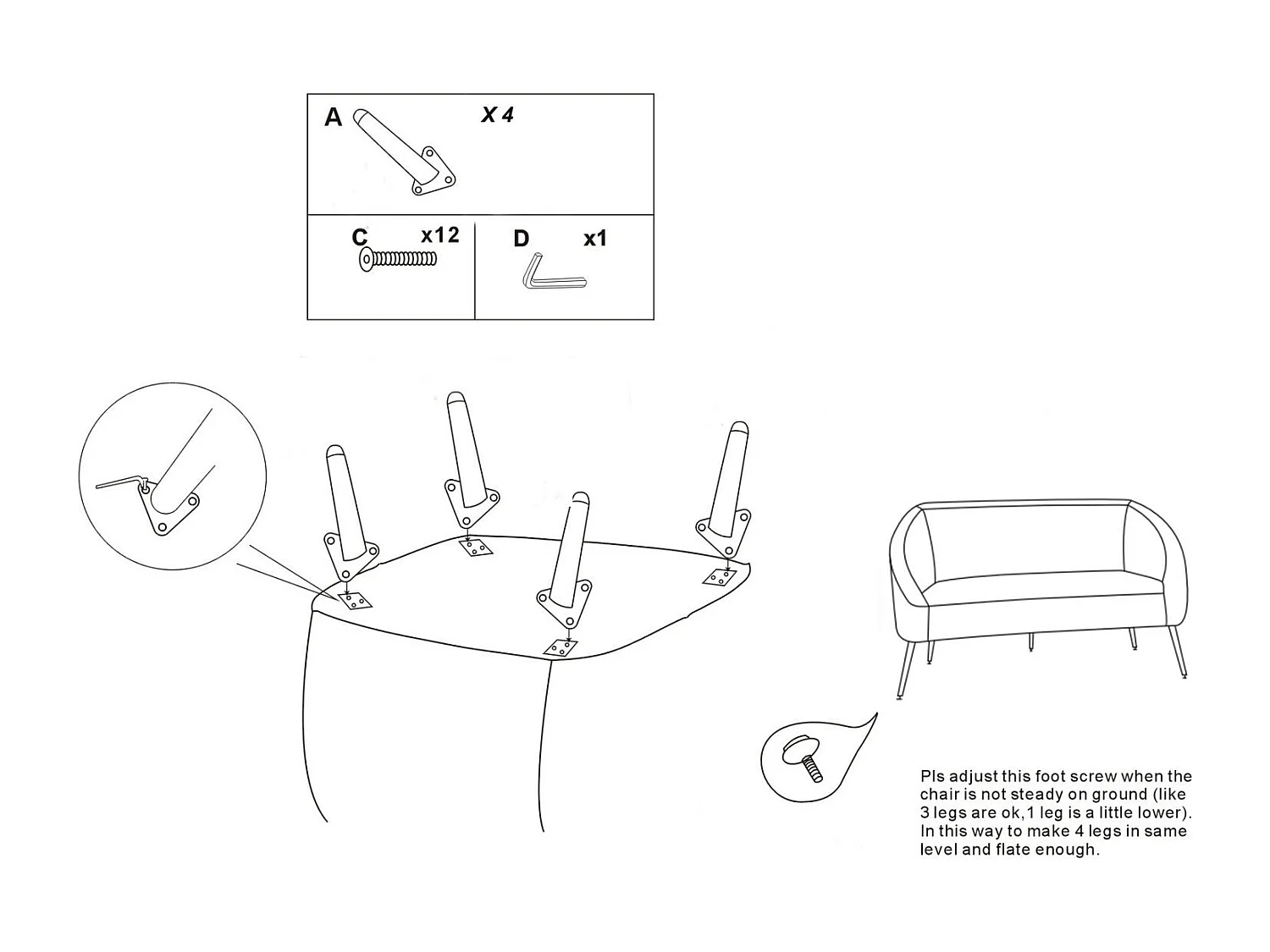 Canapé 2 Places Imitation Fourrure "Soffy" 137cm Gris