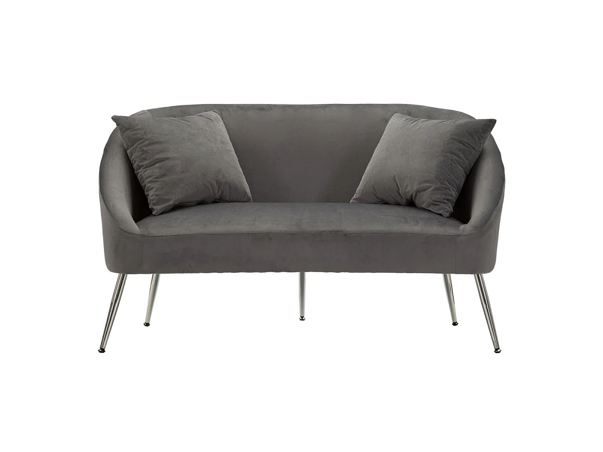 2-Sitzer-Sofa aus Metall und Samt mit Kissen 137x69x79 cm