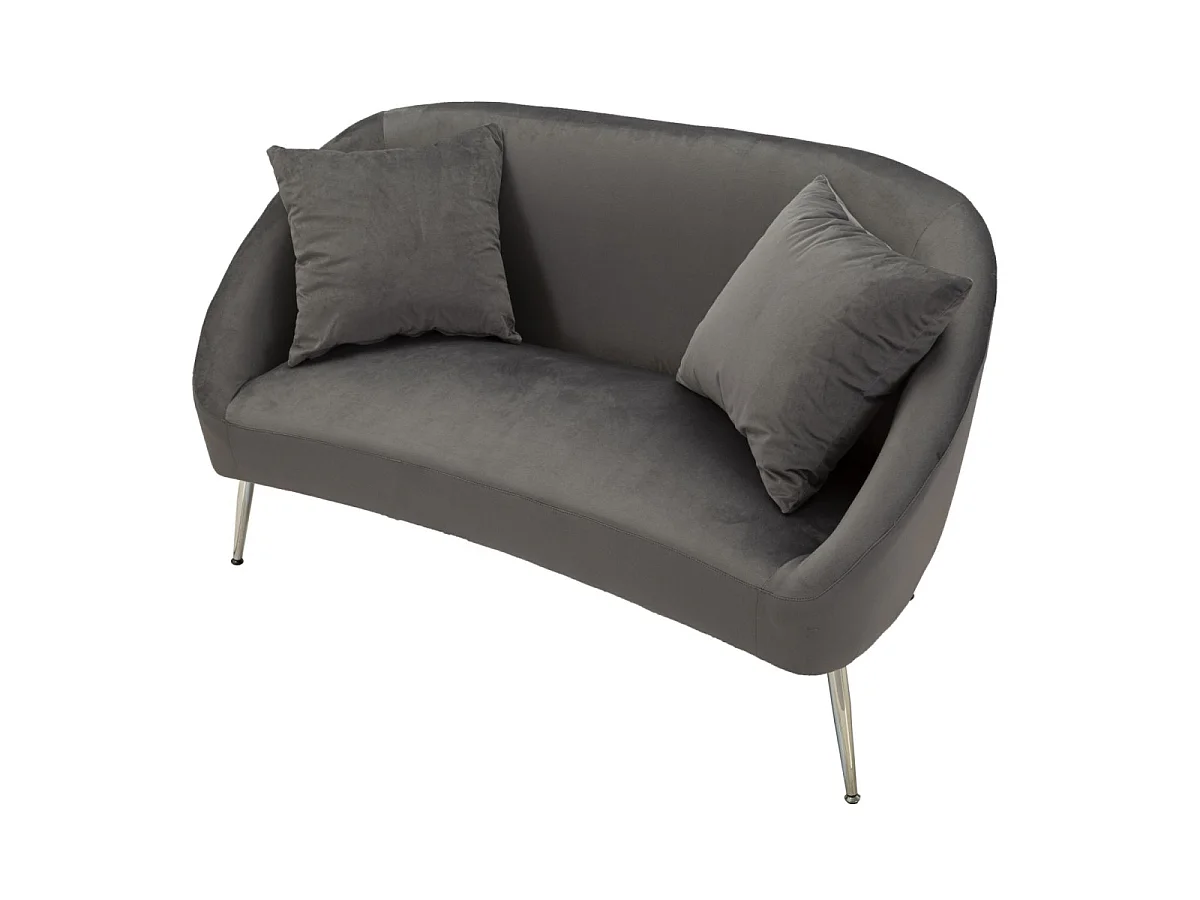 2-Sitzer-Sofa aus Metall und Samt mit Kissen 137x69x79 cm