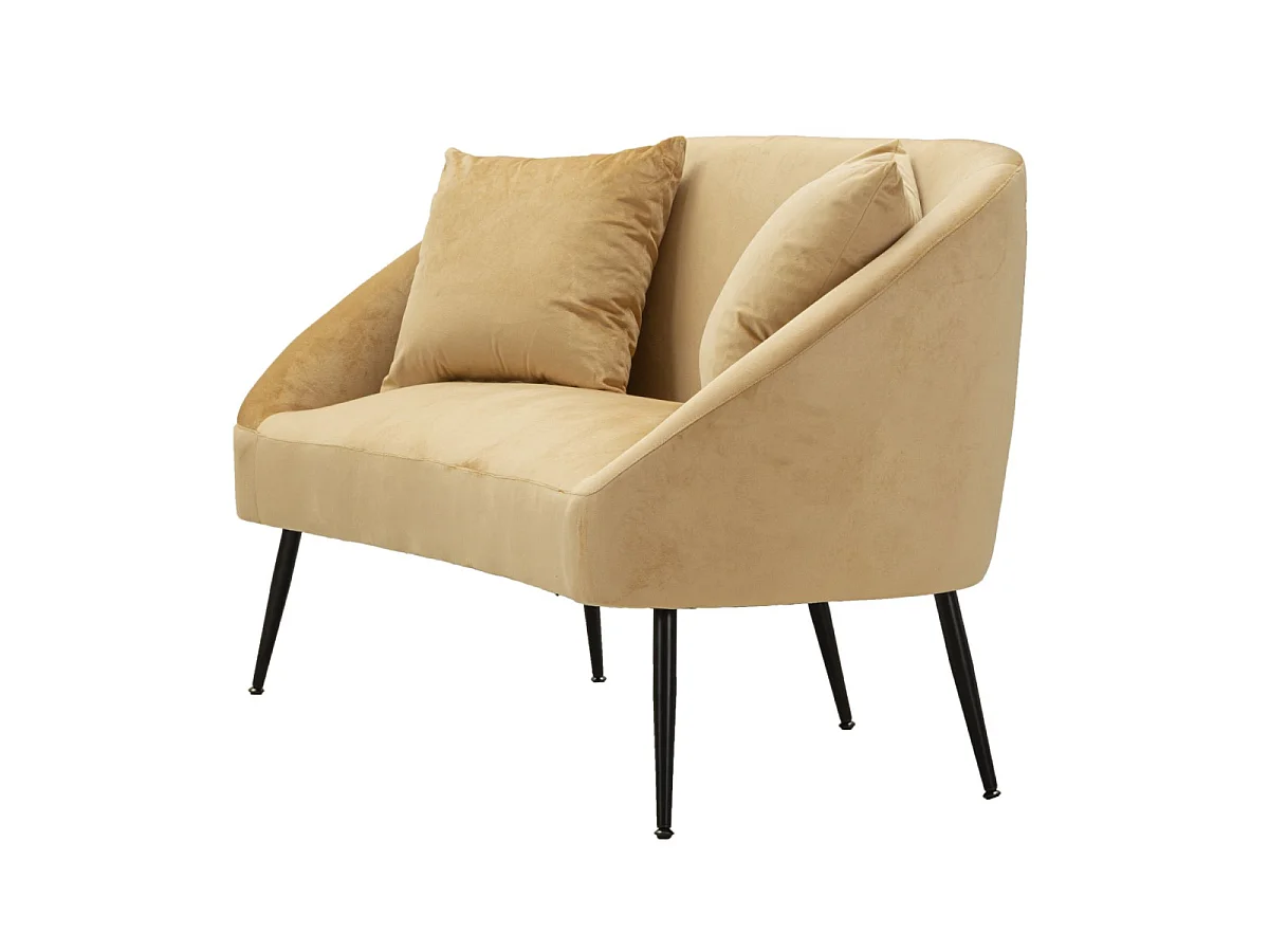 Kleines Sofa aus Metall schwarz und Samt braun mit Kissen 137x69x79 cm