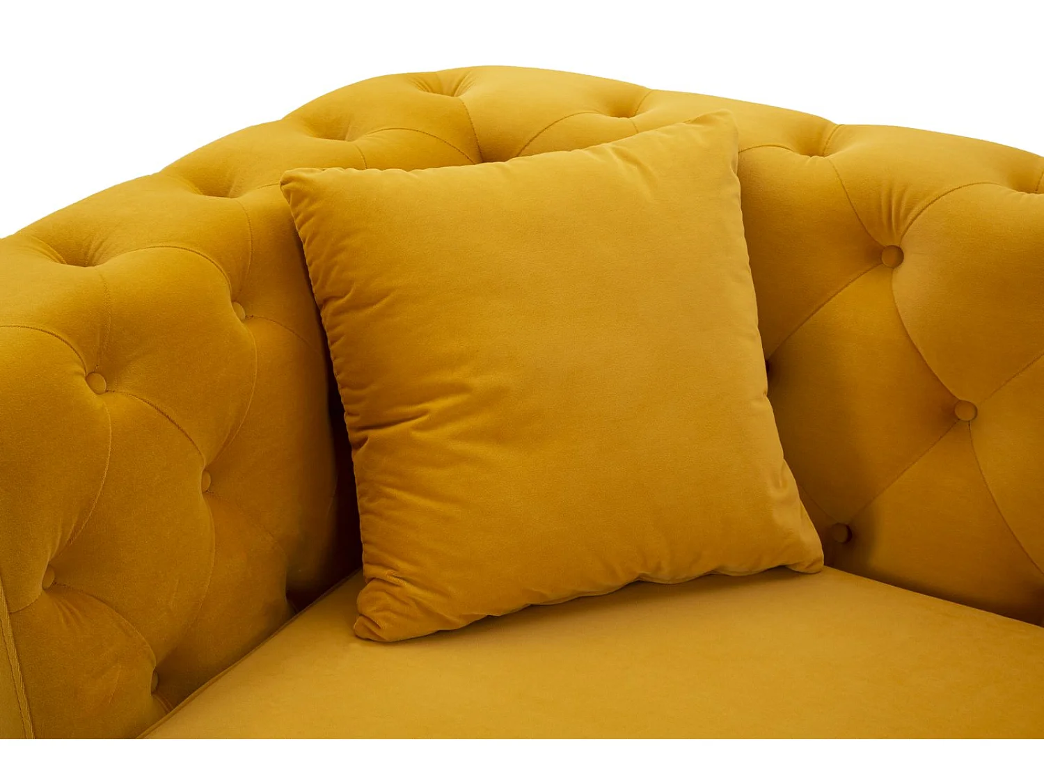 Divano in metallo e velluto senape con cuscini cm 162x83x76