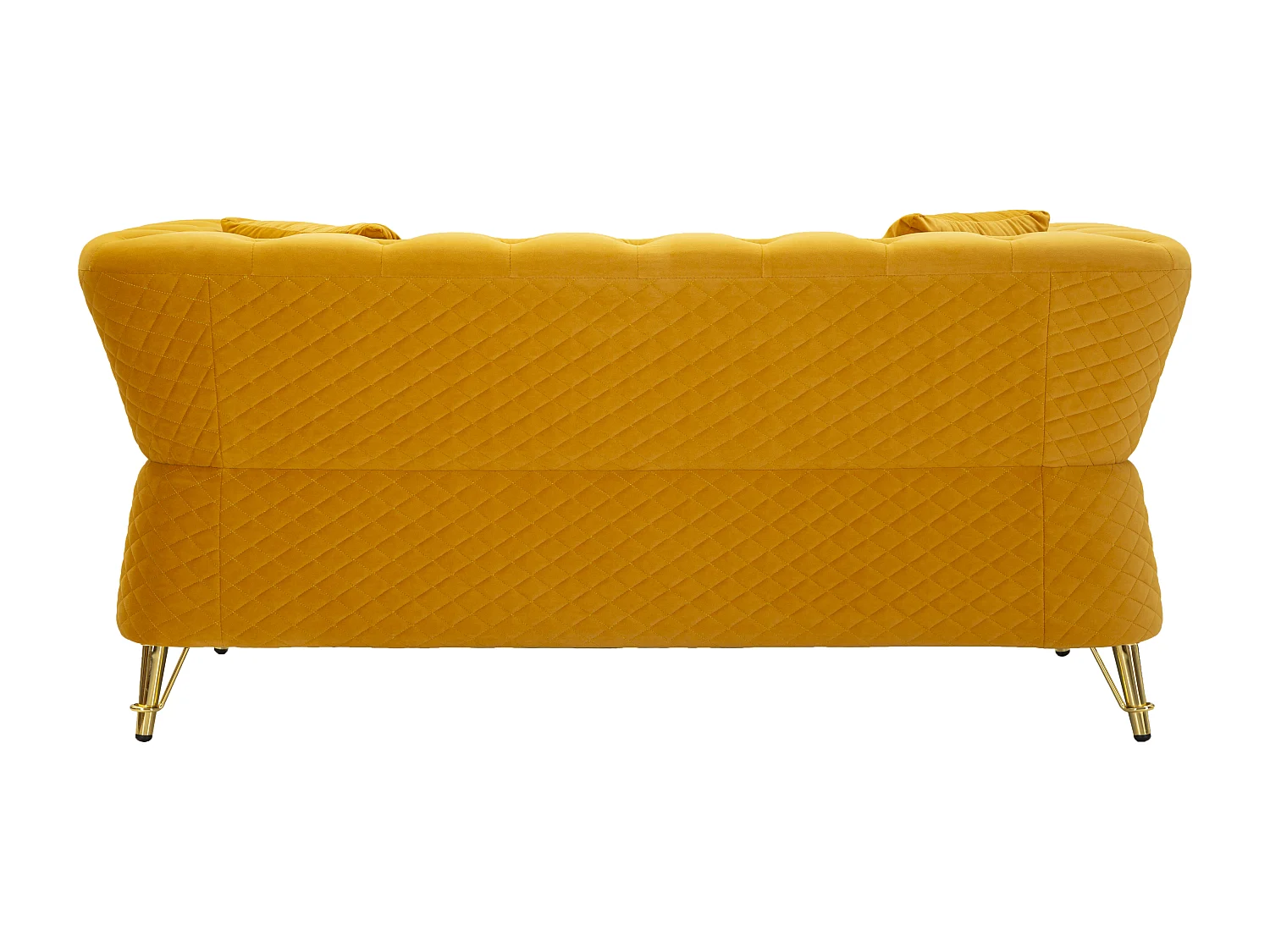 Divano in metallo e velluto senape con cuscini cm 162x83x76