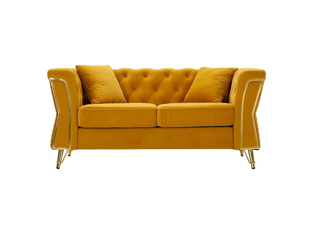 2-Sitzer-Sofa aus gestepptem Samt mit Kissen Emy