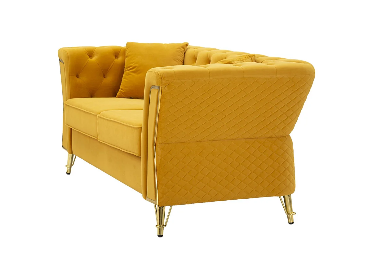 2-Sitzer-Sofa aus gestepptem Samt mit Kissen Emy