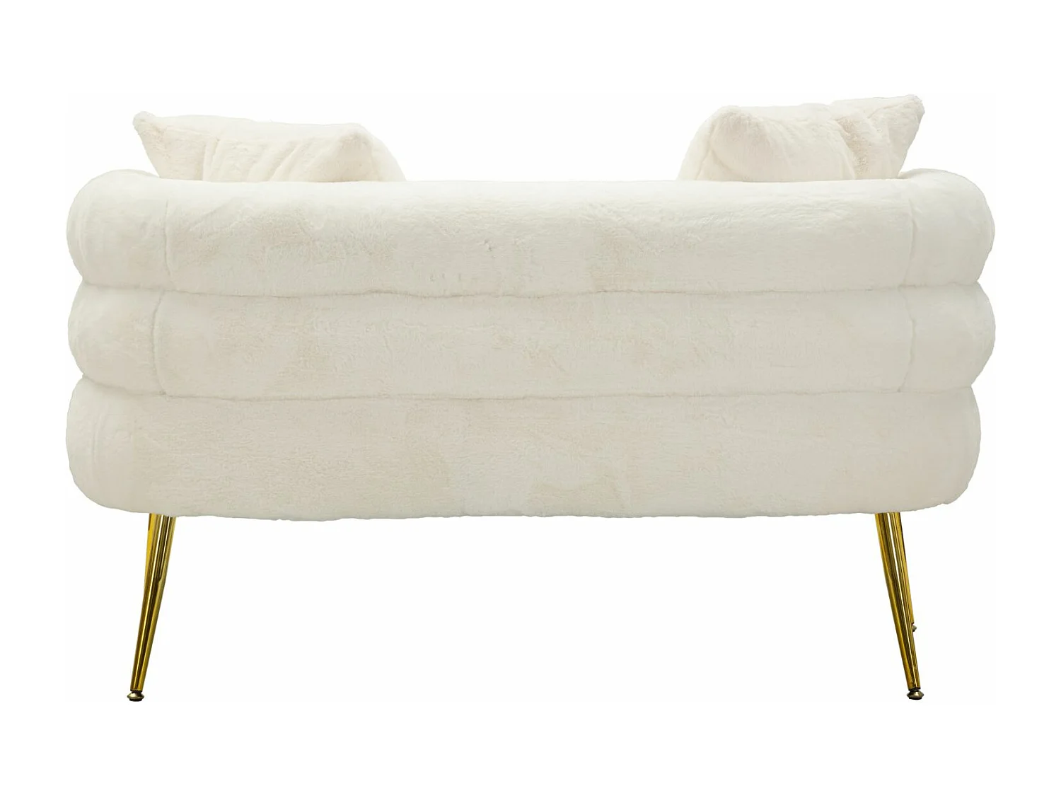 Divano 2 posti in metallo e tessuto bianco con cuscini cm 133x68x69