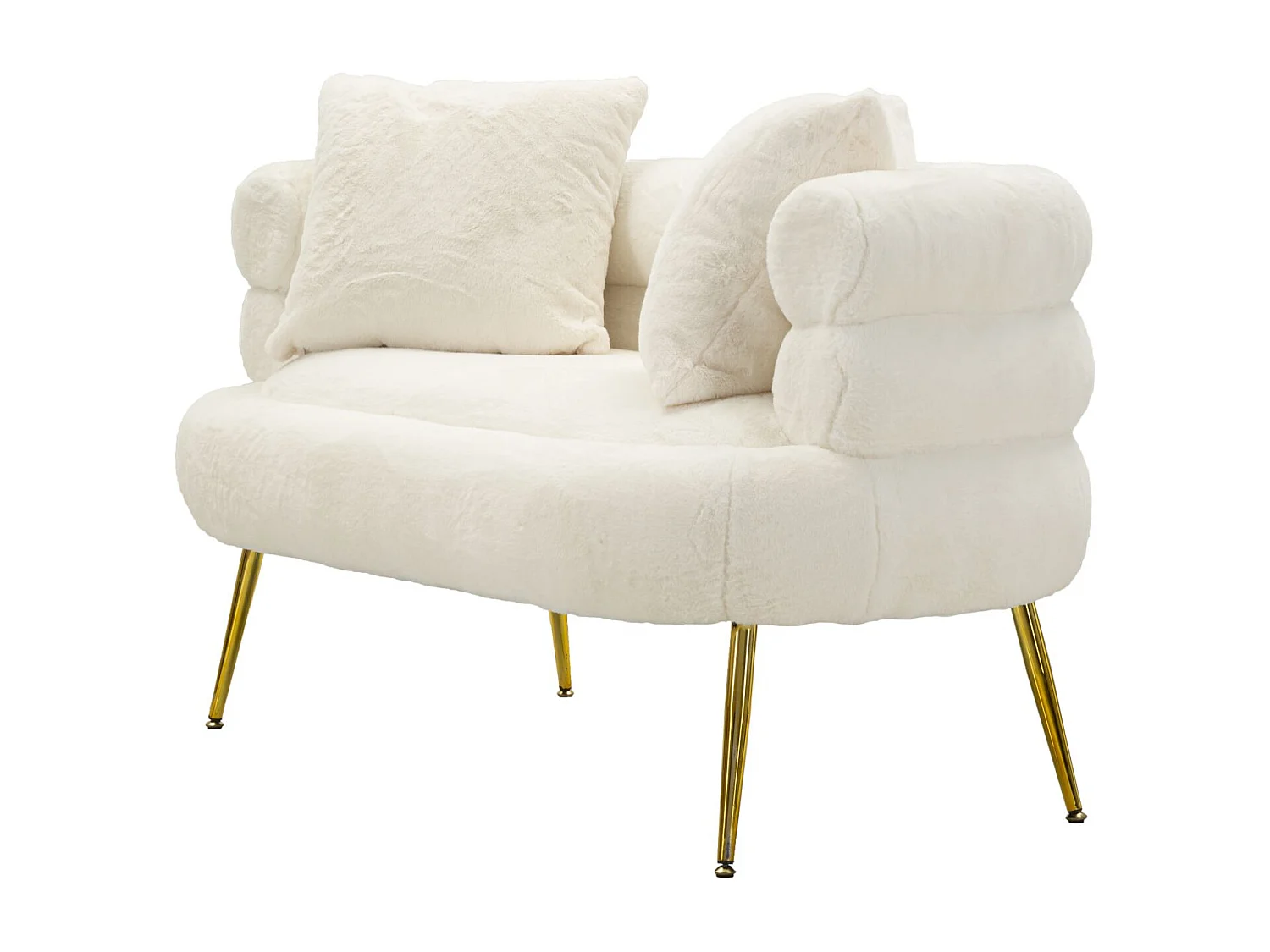 Canapé 2 Places Imitation Fourrure "Soffy+" 133cm Blanc & Or