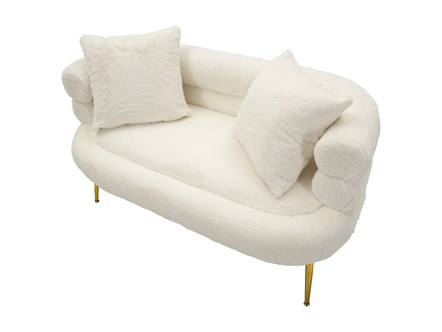 Canapé 2 Places Imitation Fourrure "Soffy+" 133cm Blanc & Or