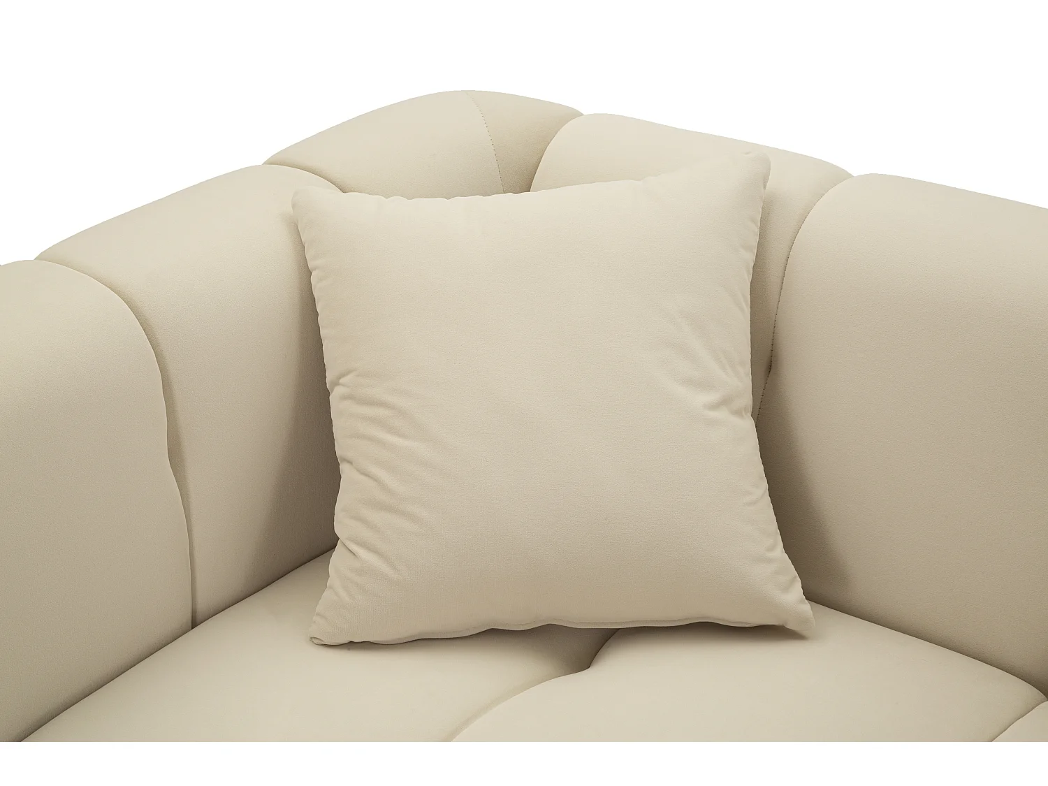 Canapé 2 Places en Velours Matelassé "Alma" 155cm Crème