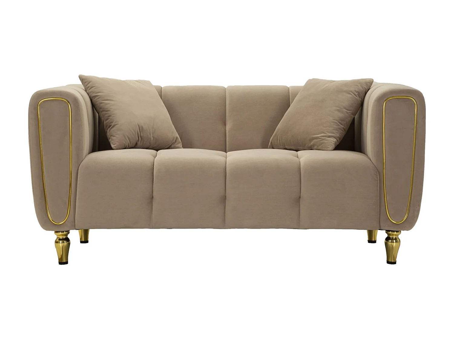 Canapé 2 Places en Velours Matelassé "Alma" 155cm Gris