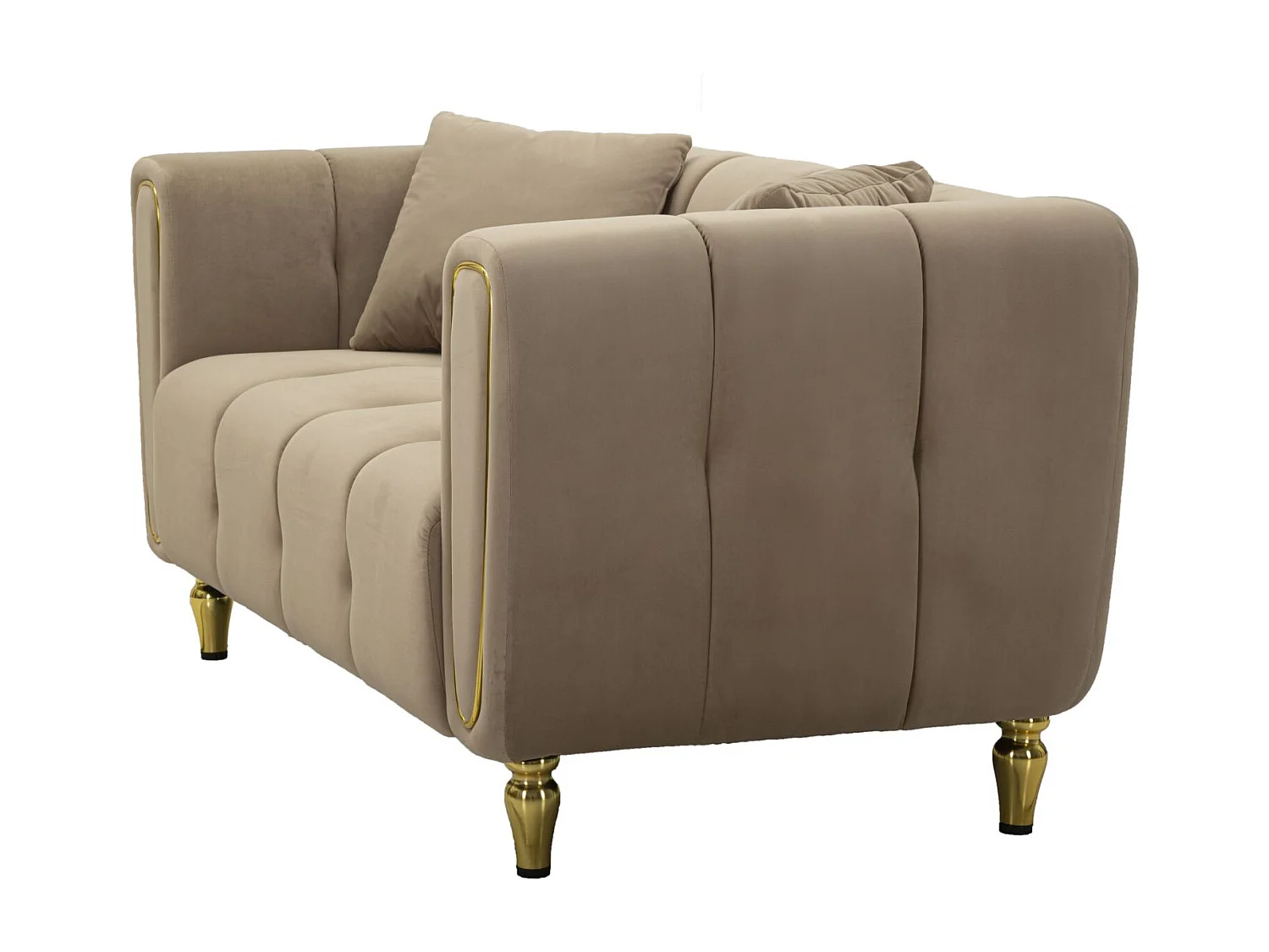 Canapé 2 Places en Velours Matelassé "Alma" 155cm Gris