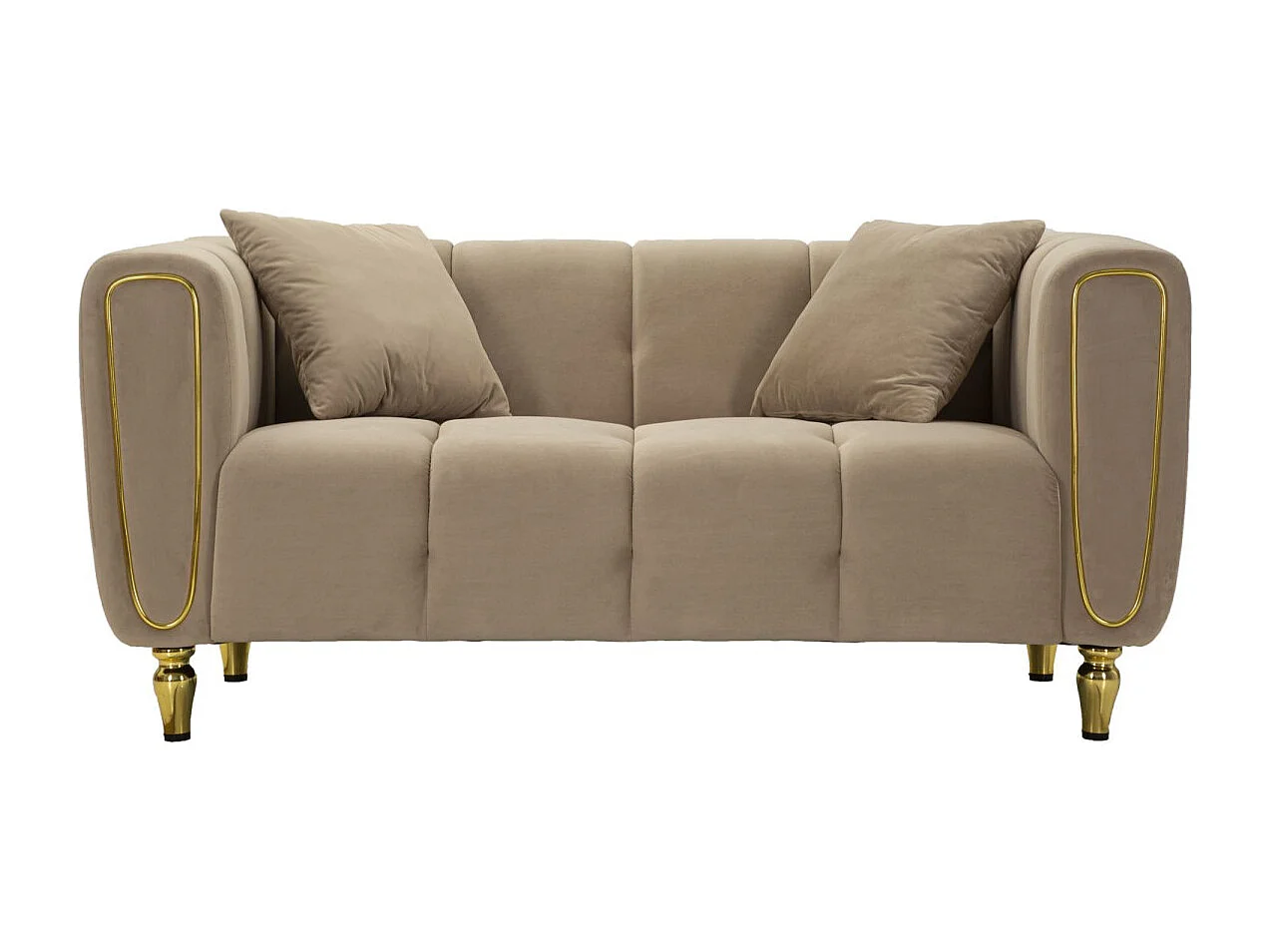 Canapé 2 Places en Velours Matelassé "Alma" 155cm Gris