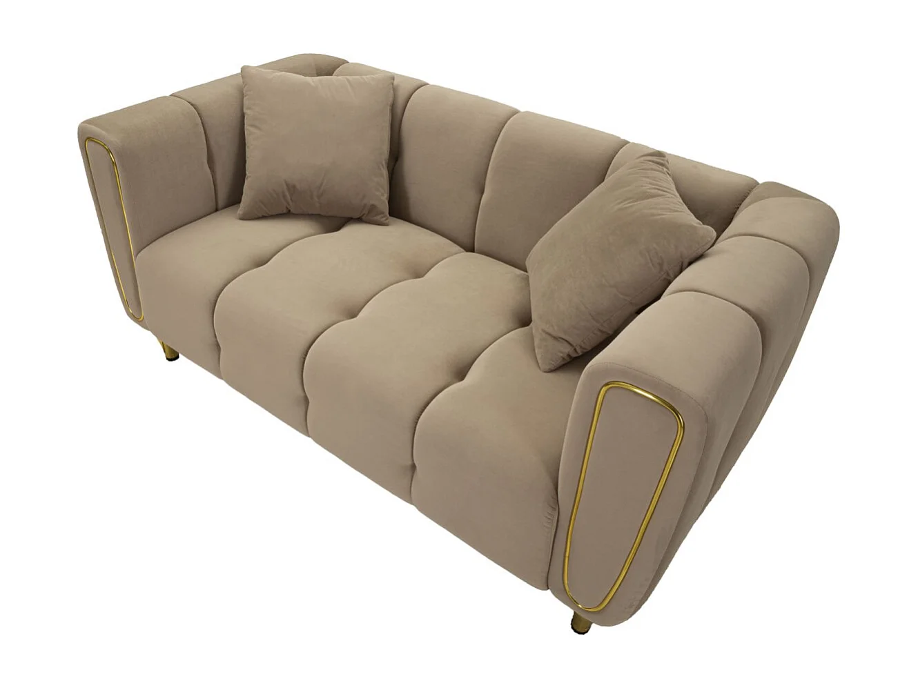 Canapé 2 Places en Velours Matelassé "Alma" 155cm Gris