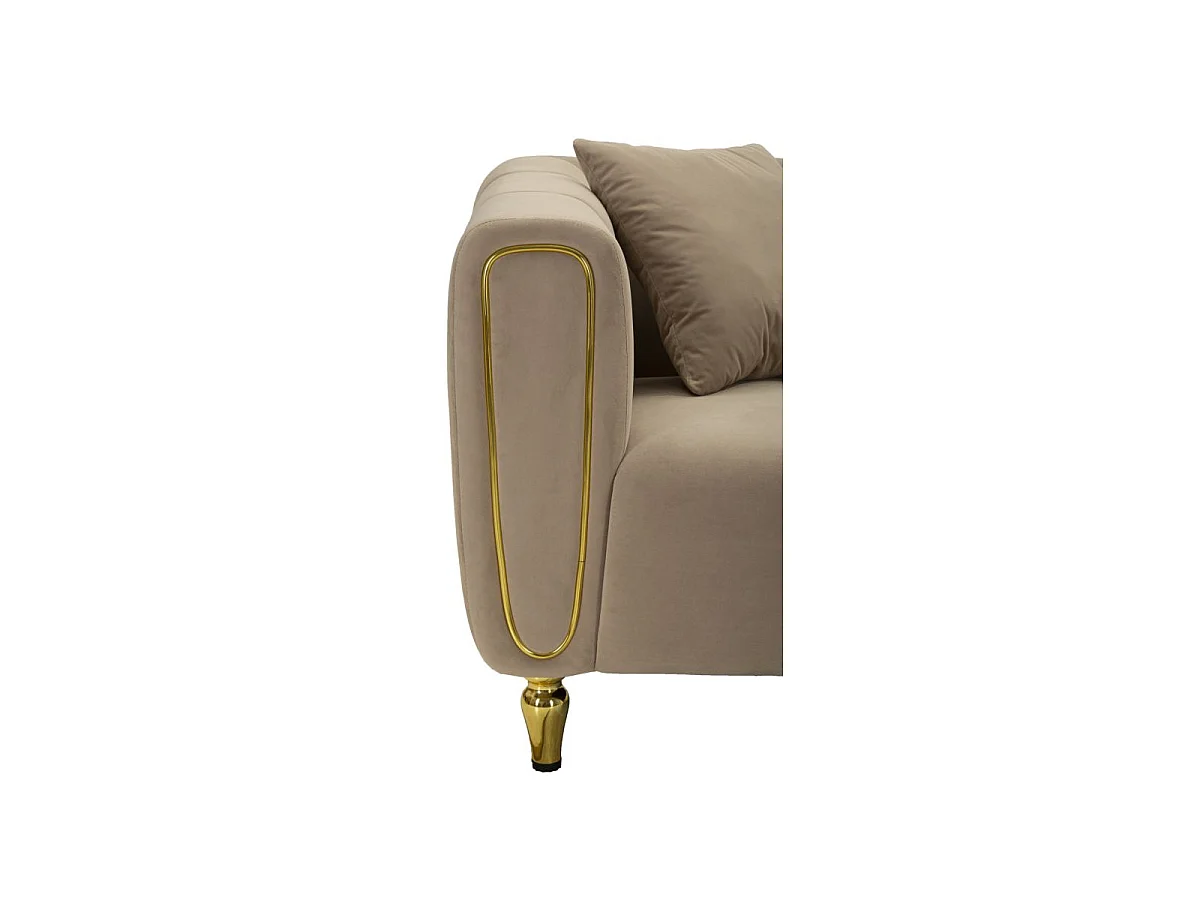 Sofa Alma, kolor szary i złoty, poliester, 81 x 155 x 71 cm, do salonu, Mauro Ferretti