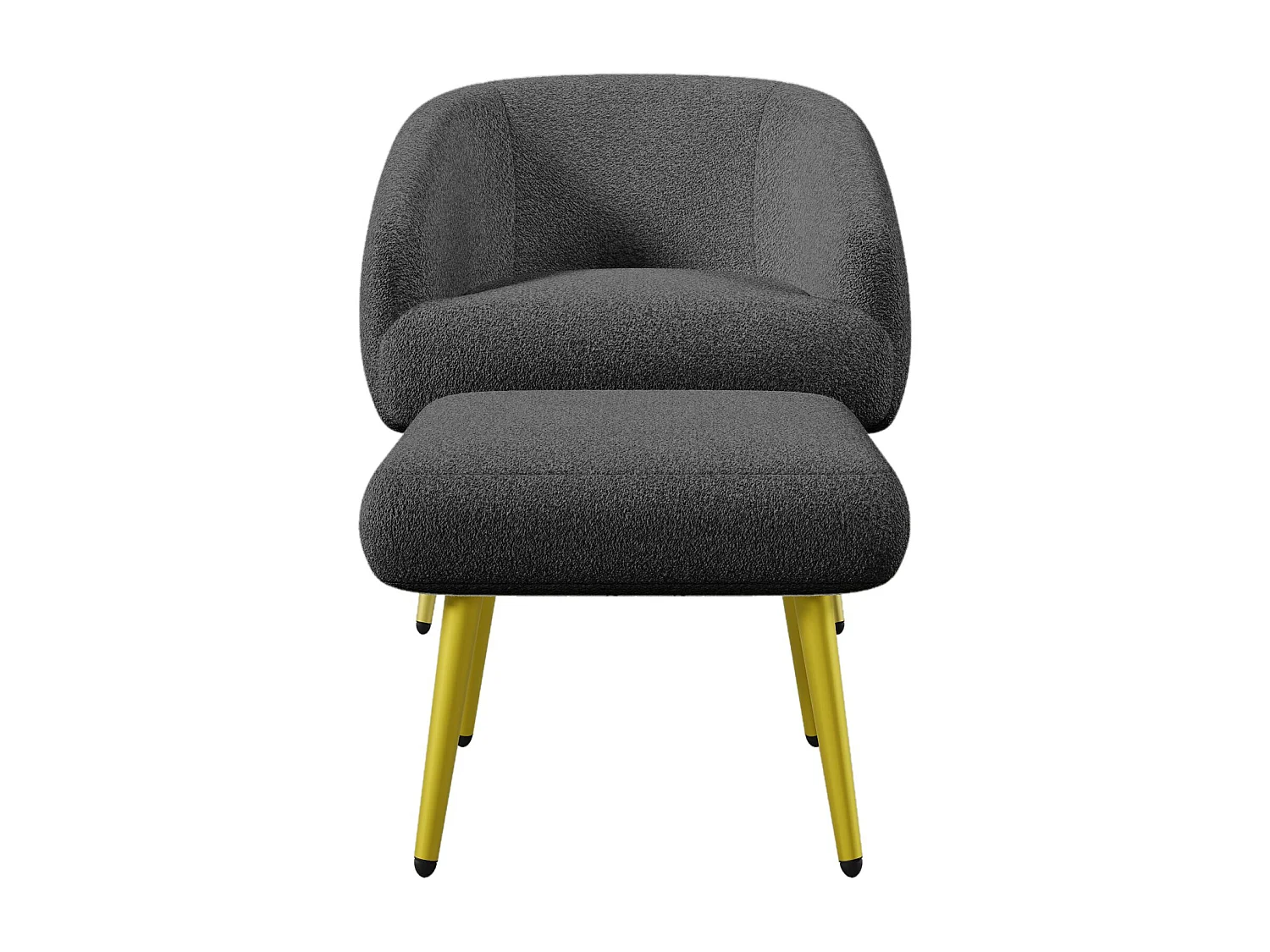 Chaise moderne rembourrée Sherpa avec pouf, design ergonomique, pieds dorés, confort luxueux,Gris