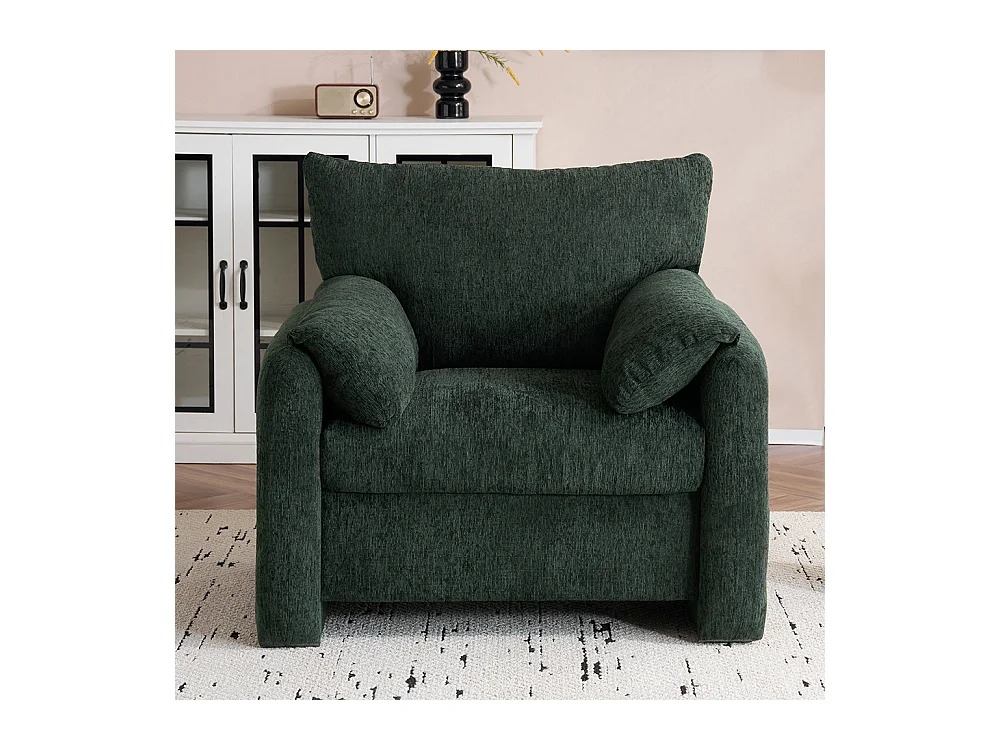 Design moderne, tissu chenille, fauteuil surdimensionné, chaise décorative, canapé simple, vert